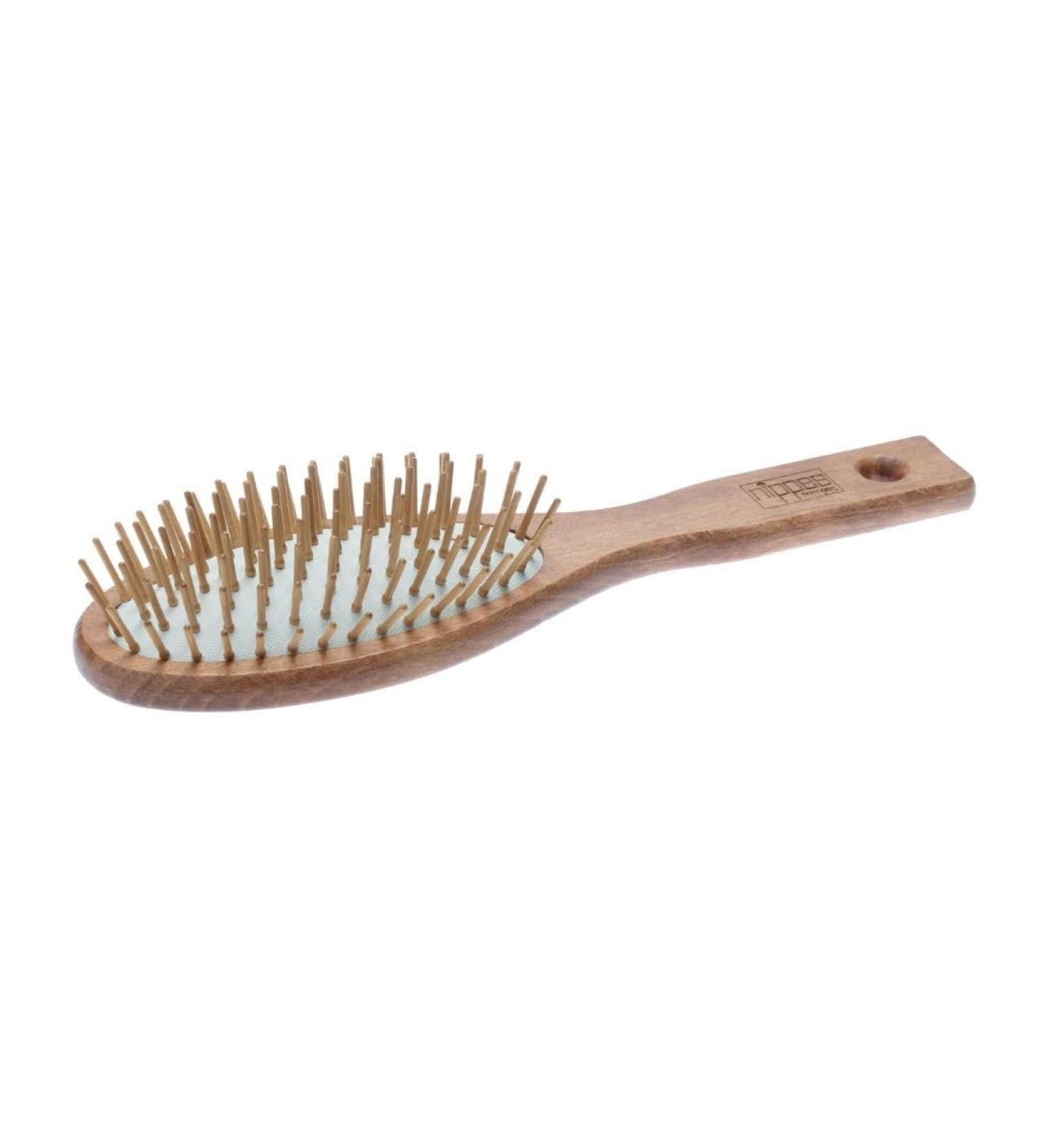Nippes Solingen Pneumatic Hair Brush - Antistatic Waxed Beech with Special Wood Pens for Hair Health | Oval Design for Gentle Styling - Buy Online on GoSupps.com