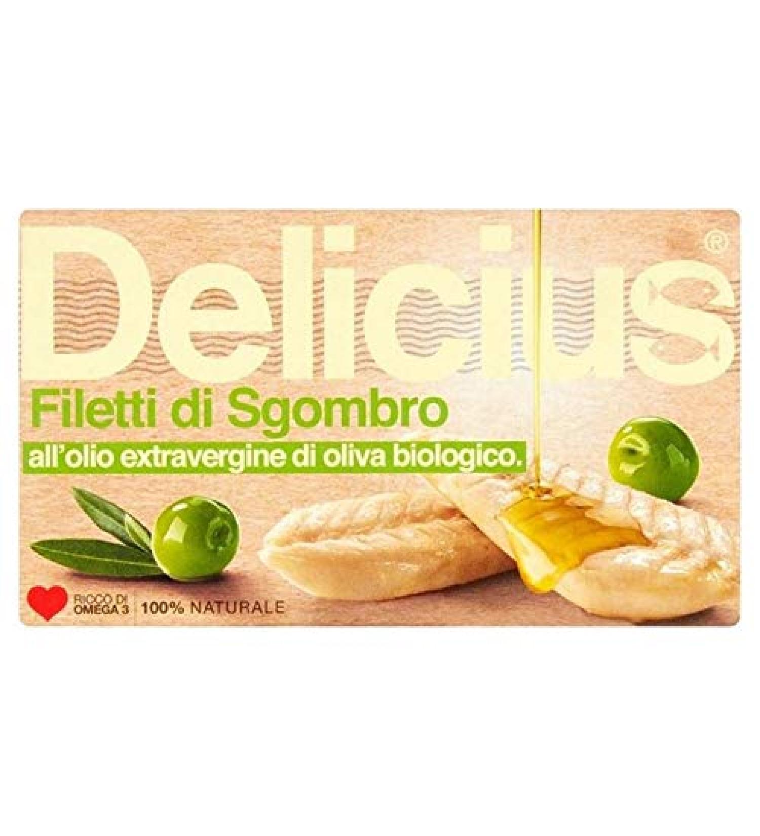 Delicius Mackerel Fillets in Organic Extra Virgin Olive Oil 90g