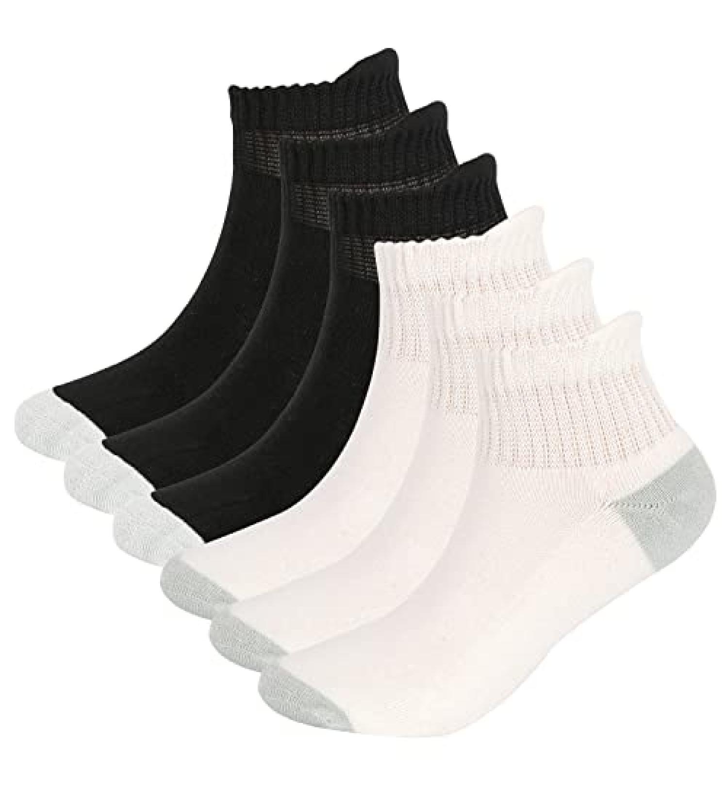 BambooPanPa Diabetic Ankle Socks 6-Pack - Seamless Toe, Non-Binding Top - Women & Men - 3 Black/3 White - Size 9-11 - Buy Online on GoSupps.com