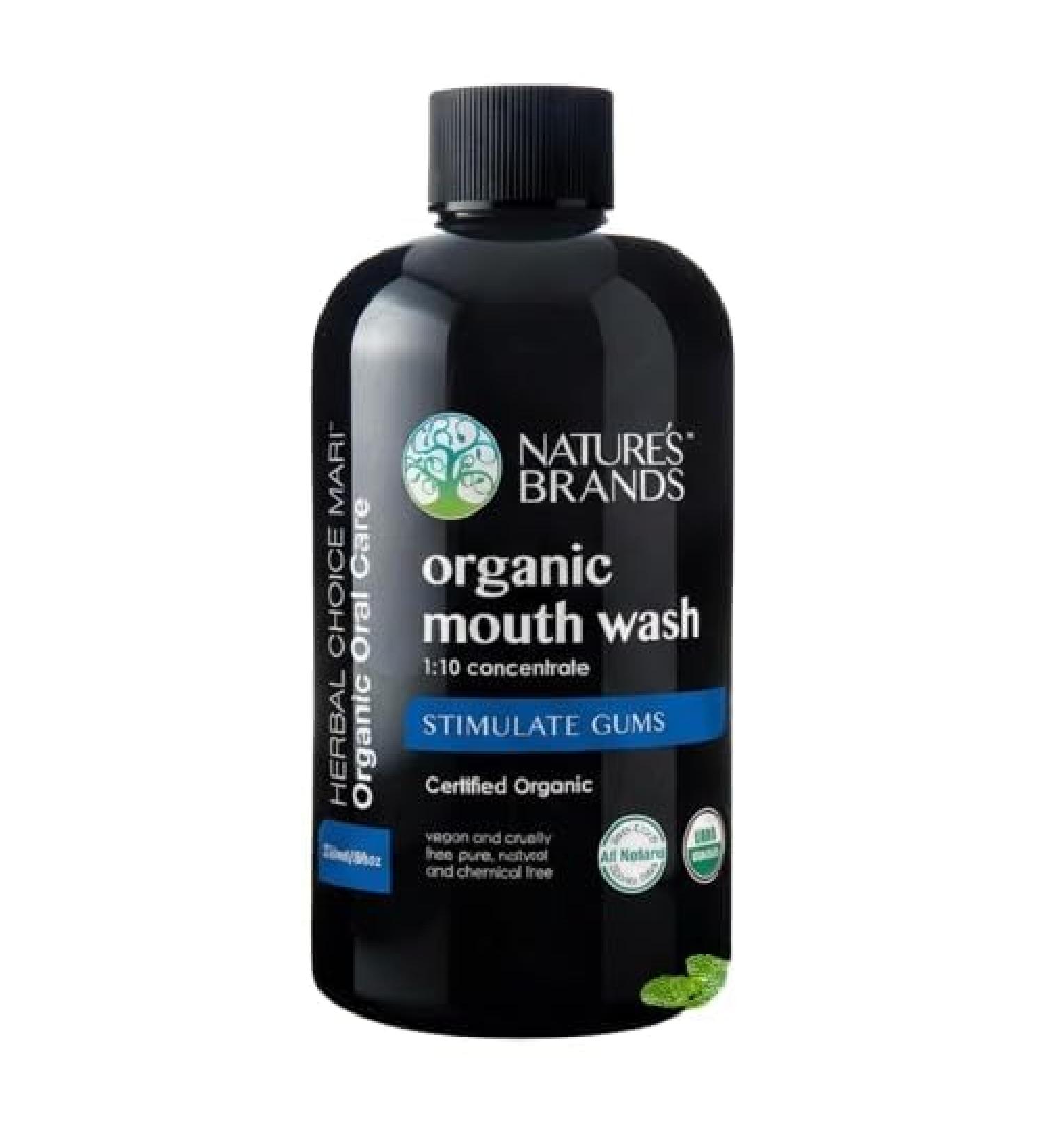 Nature's Brands - Herbal Choice Mari Organic Mouth Wash, 8 Oz, Peppermint Flavor - Tea Tree, Thyme & Fennel Oils for Fresh Breath & Healthy Gums - 1:10 Concentrated Mouthwash in BPA-Free Bottle - Buy Online on GoSupps.com