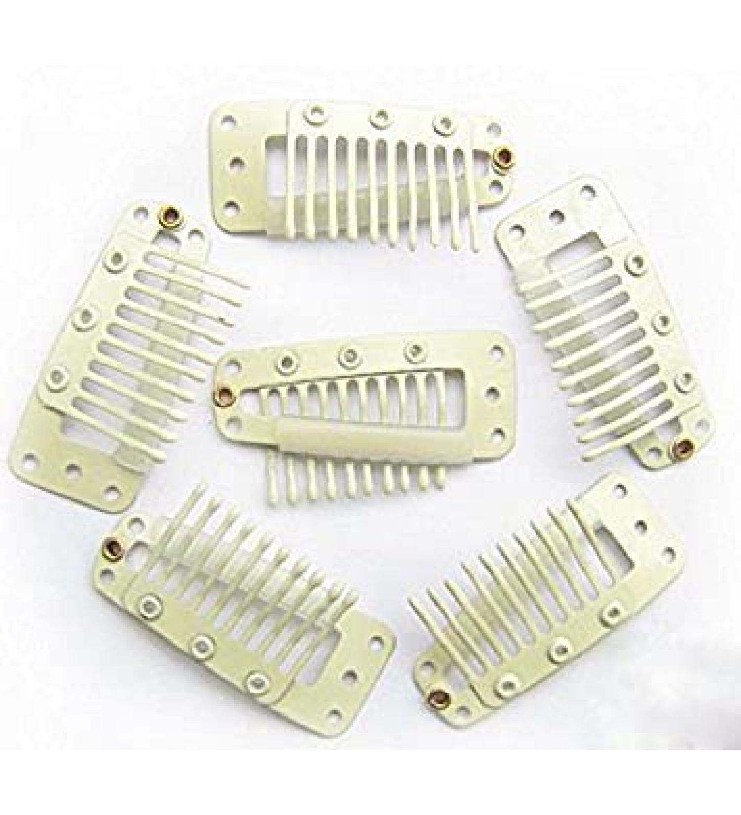 AKOAK 20 Pcs 3.6cm Beige Metal Snap Comb Wig Clips for Hair Extension - Buy Online on GoSupps.com