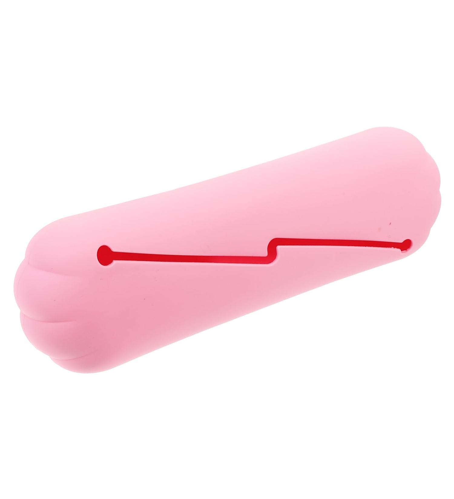 Angoily Silicone Makeup Brush Organizer Bag - Pink Cosmetic Brush Holder & Storage - Small Makeup Bags (20.5x6.5cm) for International Shipping - Buy Online on GoSupps.com