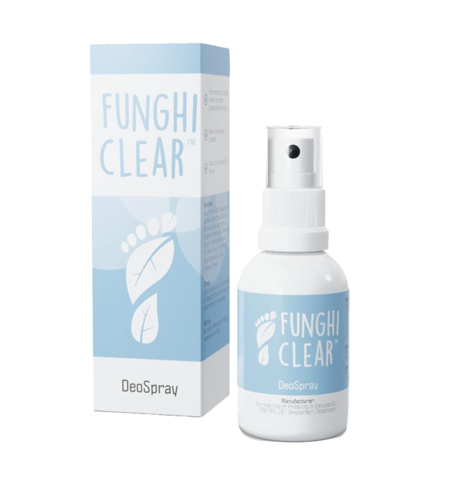 FunghiClear DeoSpray - Foot & Shoe & Fabric Deodoriser Odour Removing Spray - Natural Lemongrass Smell - Active Antibacterial Manuka - Buy Online on GoSupps.com