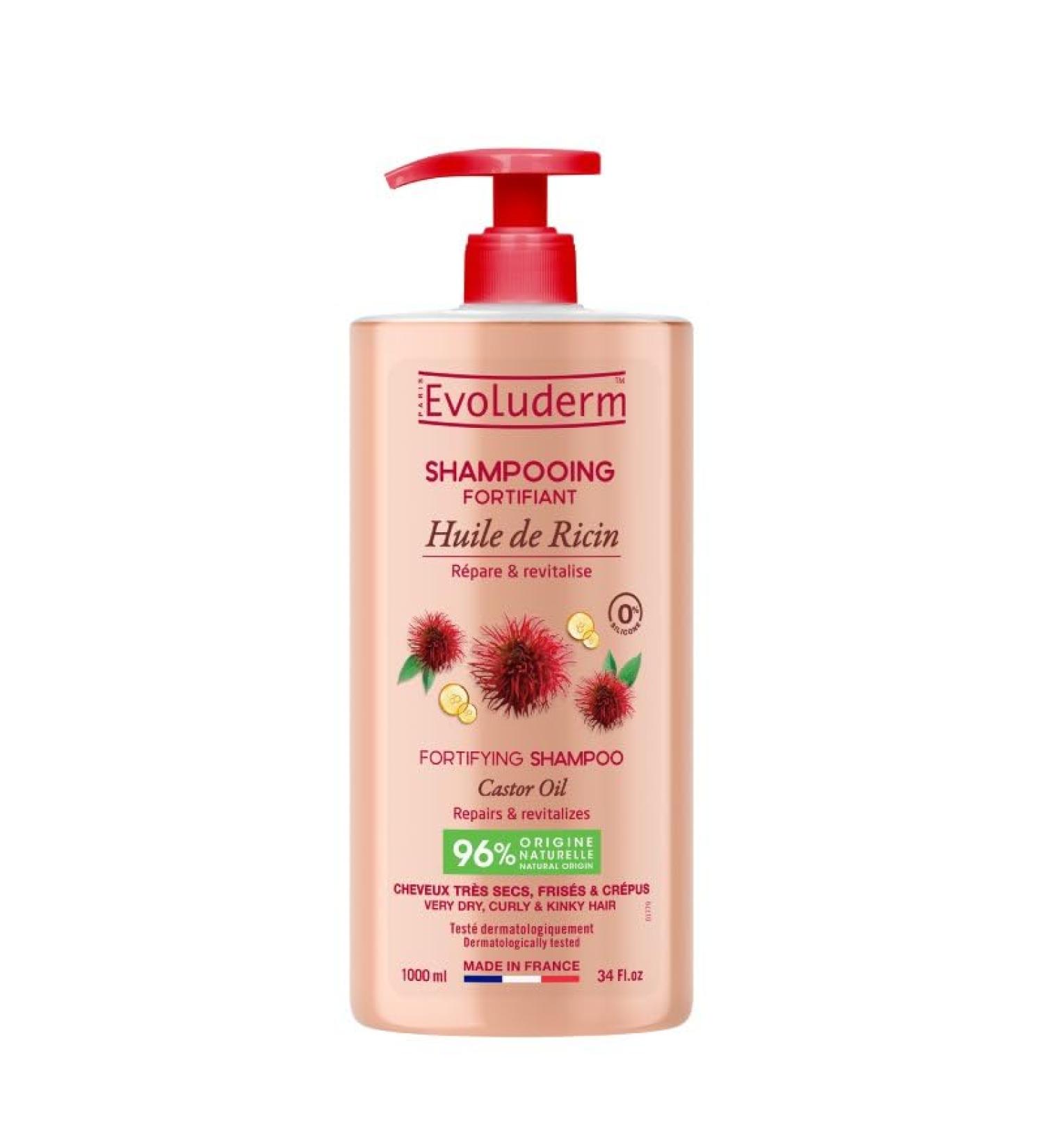 Evoluderm EVOLUDERM - Fortifying Shampoo with Castor Oil - 1000ml - 96% Naturally Derived Ingredients