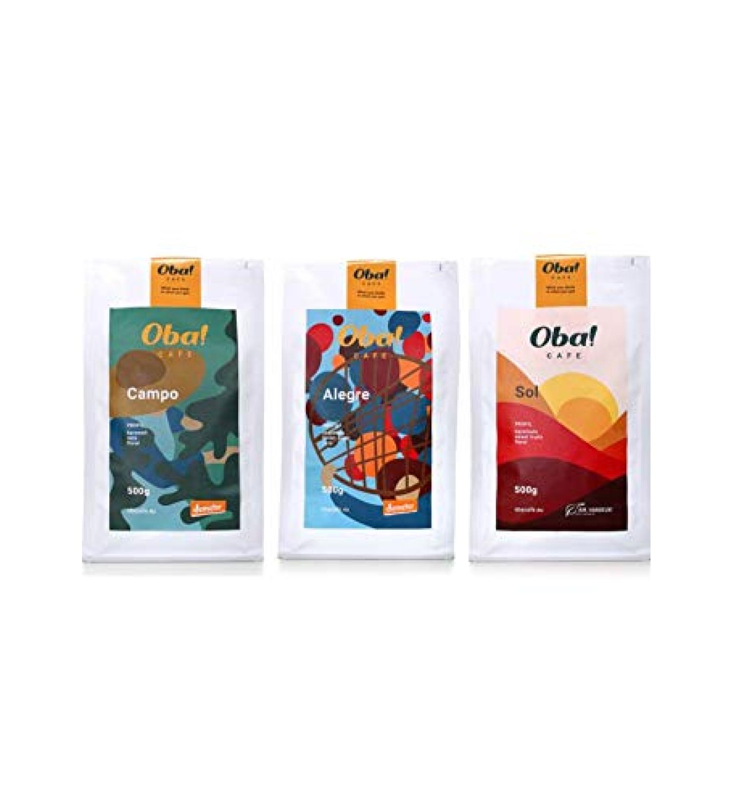 Oba Cafe coffee beans filter coffee trial package 3 x 500g Specialty coffee coffee freshly roasted from Brazil