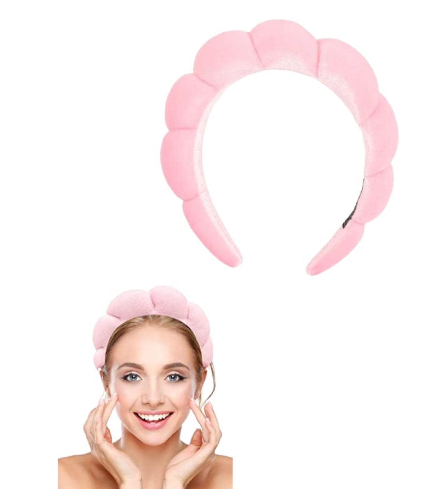 COMYX Bubble Headband for Women - Pink Spa Headband for Makeup, Skincare, Face Washing, Shower & Makeup Removal - Buy Online on GoSupps.com