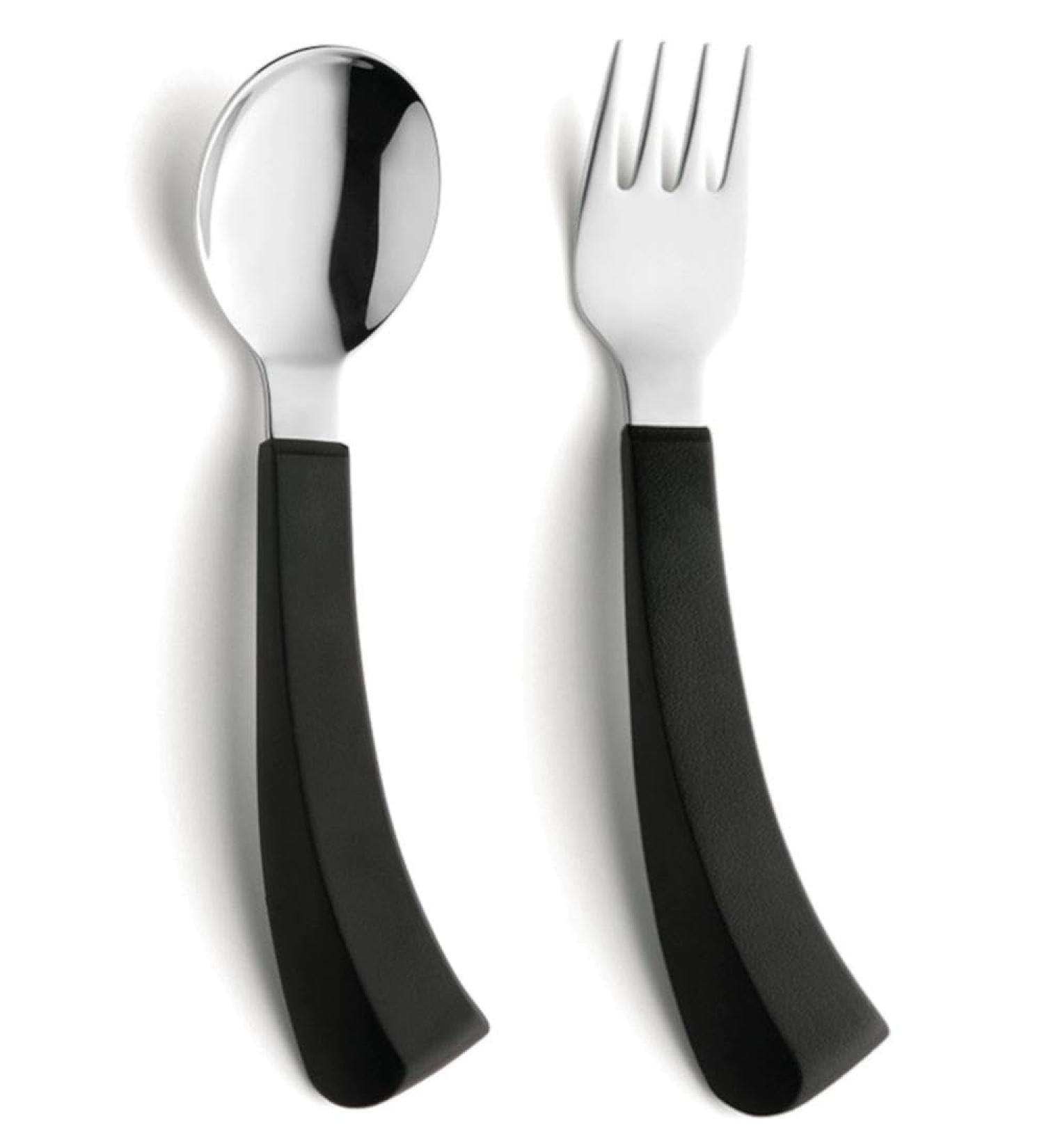 Fabacare Ergonomic Left-Handed Senior Cutlery & Spoon Set - Arthritis-Friendly Curved Design for Limited Hand Mobility - Buy Online on GoSupps.com