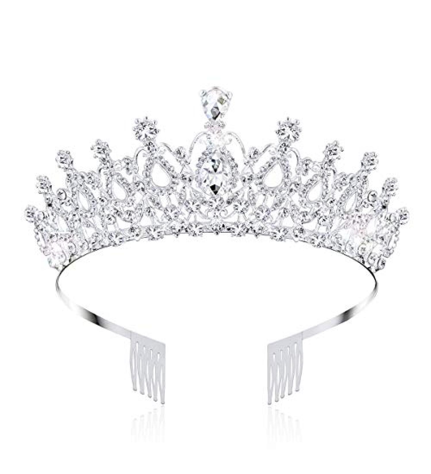 AOPRIE 1980s Silver Princess Tiara for Women & Girls - Crystal Crowns for Wedding, Prom, Birthday & Halloween - Buy Online on GoSupps.com