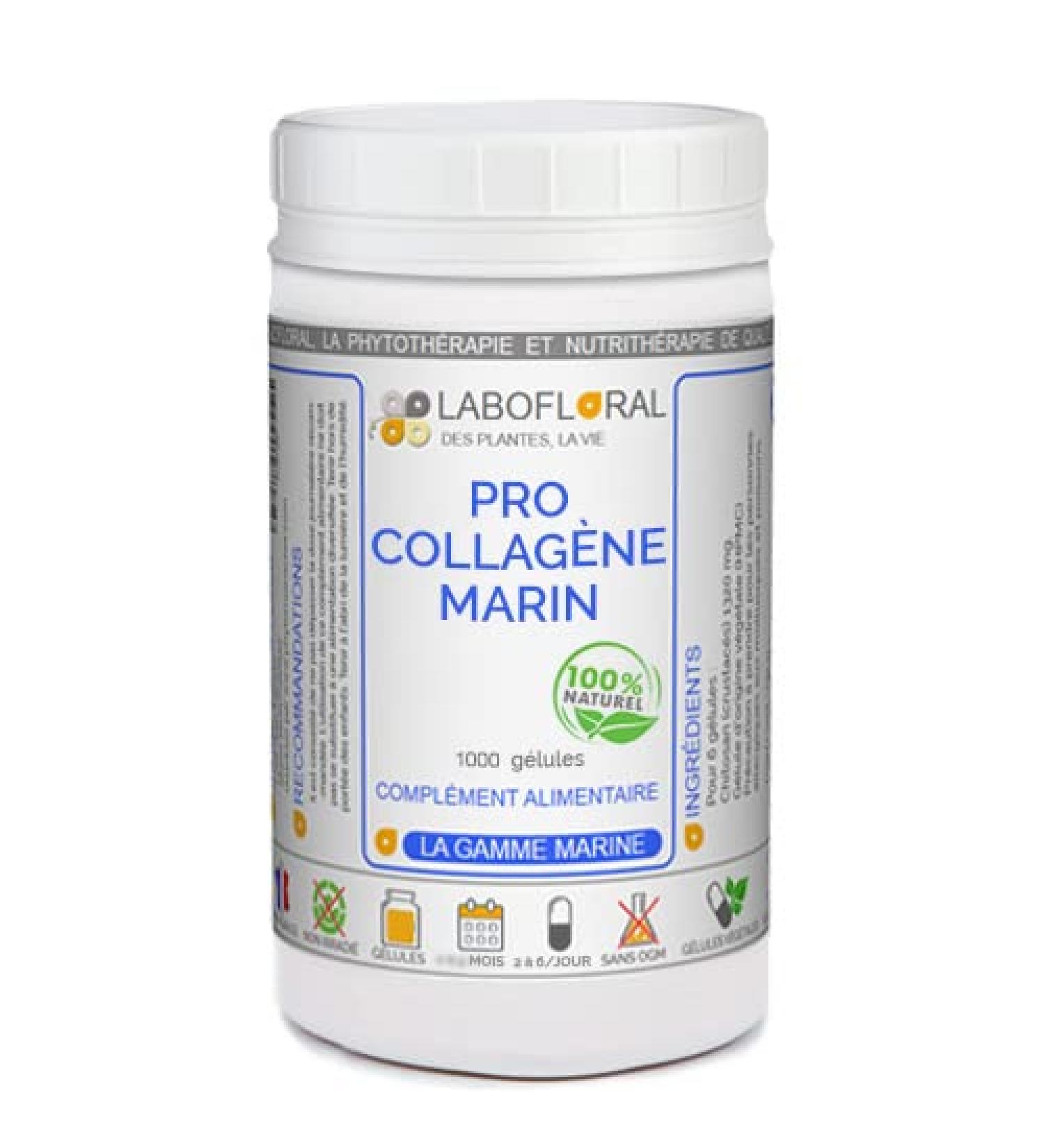 Pro Marine Collagen Labofloral 1000 Capsules with a Strength of 300 mg – Food Supplement – ??Joints, Skin, Beauty – Made in France
