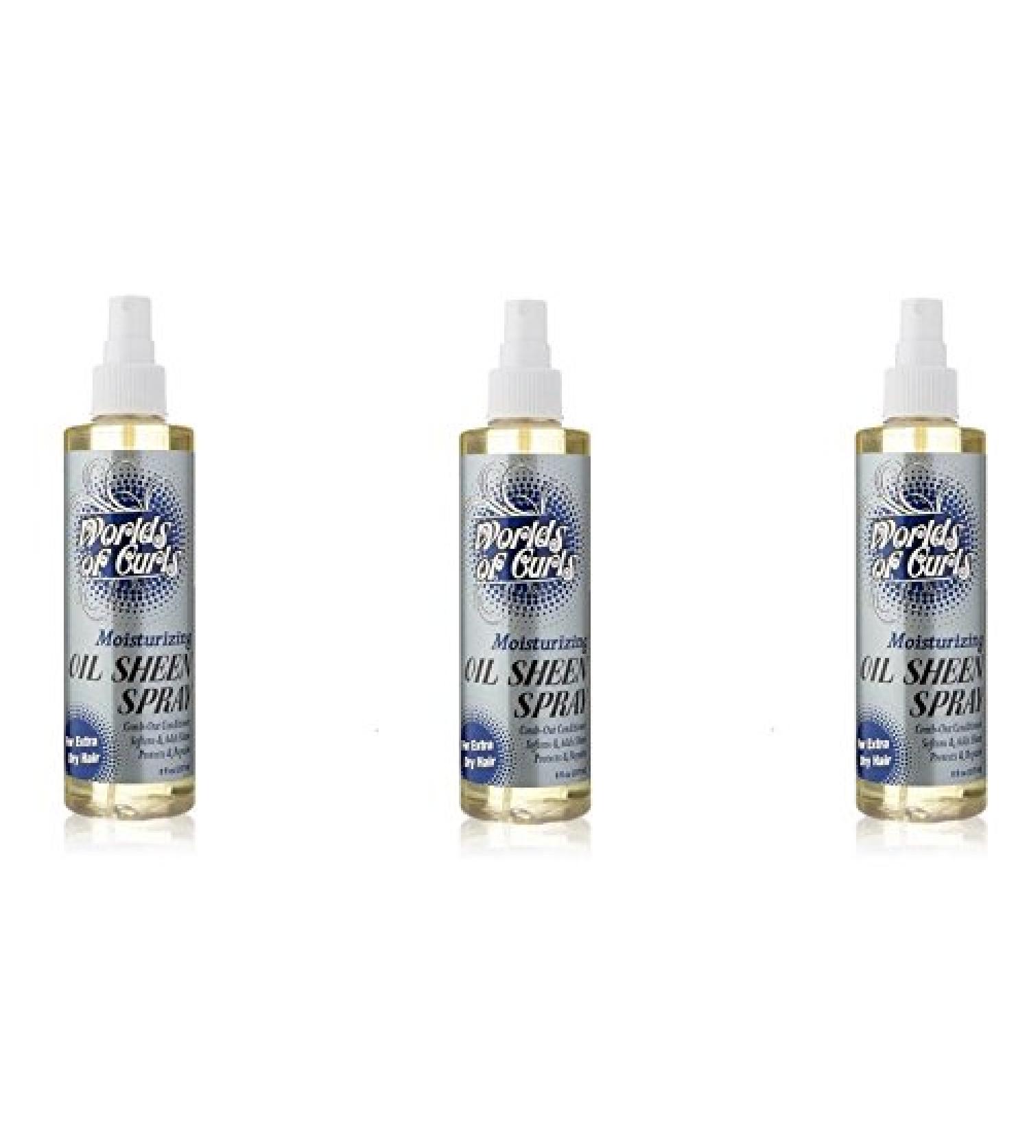 Worlds of Curls Moisturizing Oil Sheen Spray- Extra Dry 8 Ounce (Pack of 3)