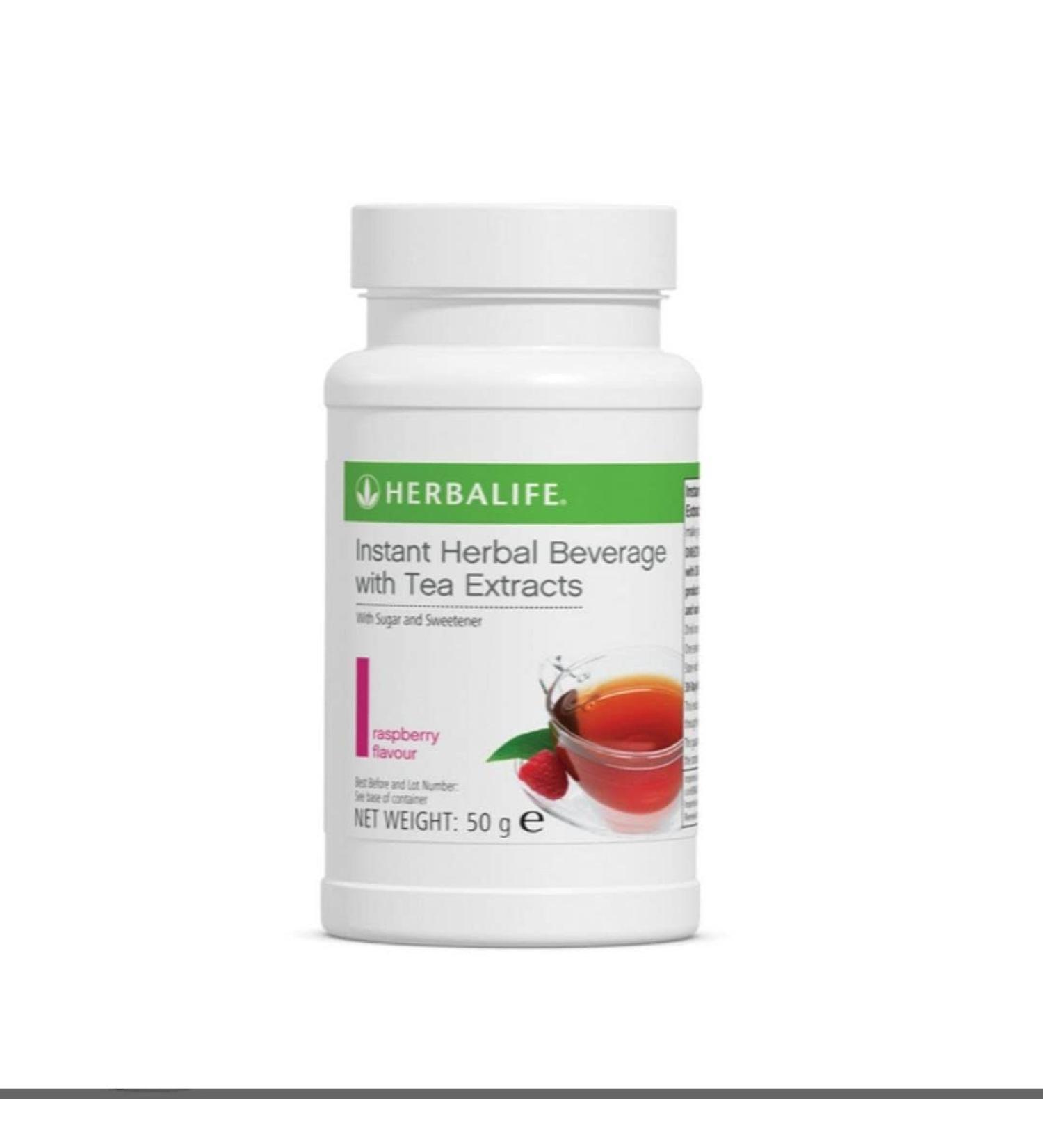 Herbalife Nutrition Herbalife Instant Hot or Cold Caffeinated Herbal Tea with Green and Black Tea Extracts Raspberry Flavor 50g