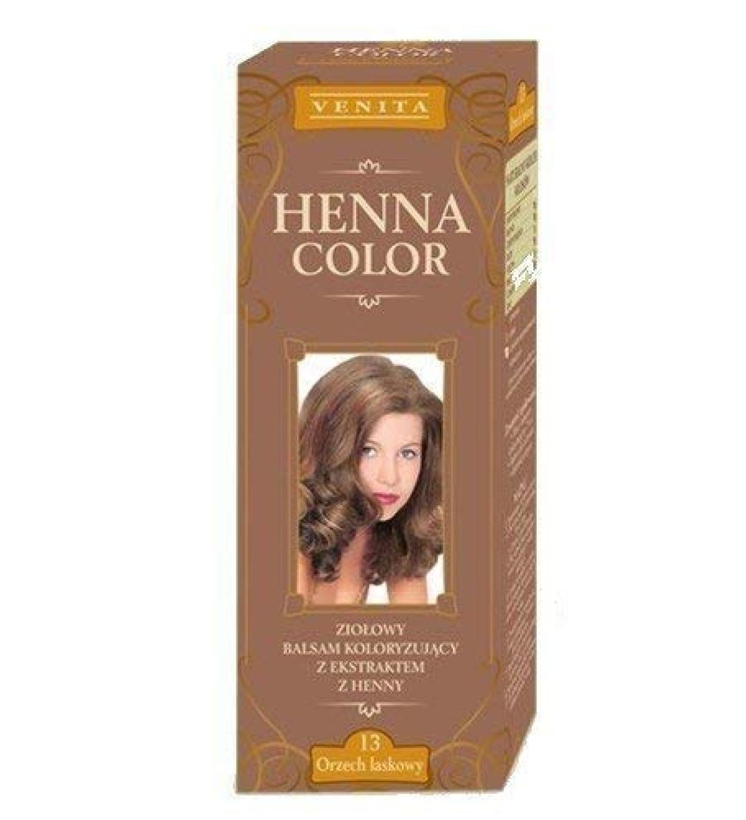 Henna Colors 13 hazel nut Haarbalsam Hair color effect natural hair dyeing medium hen eco dark red 75 Milliliters