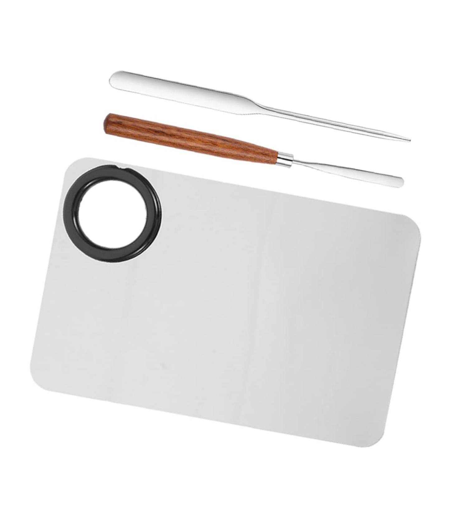 Buy 1 Set Color Stick Palette & Waxing Spatula | Essential Makeup Color Mixing Plates & Tools | Stainless Steel Foundation Palette for Flawless Beauty - Buy Online on GoSupps.com