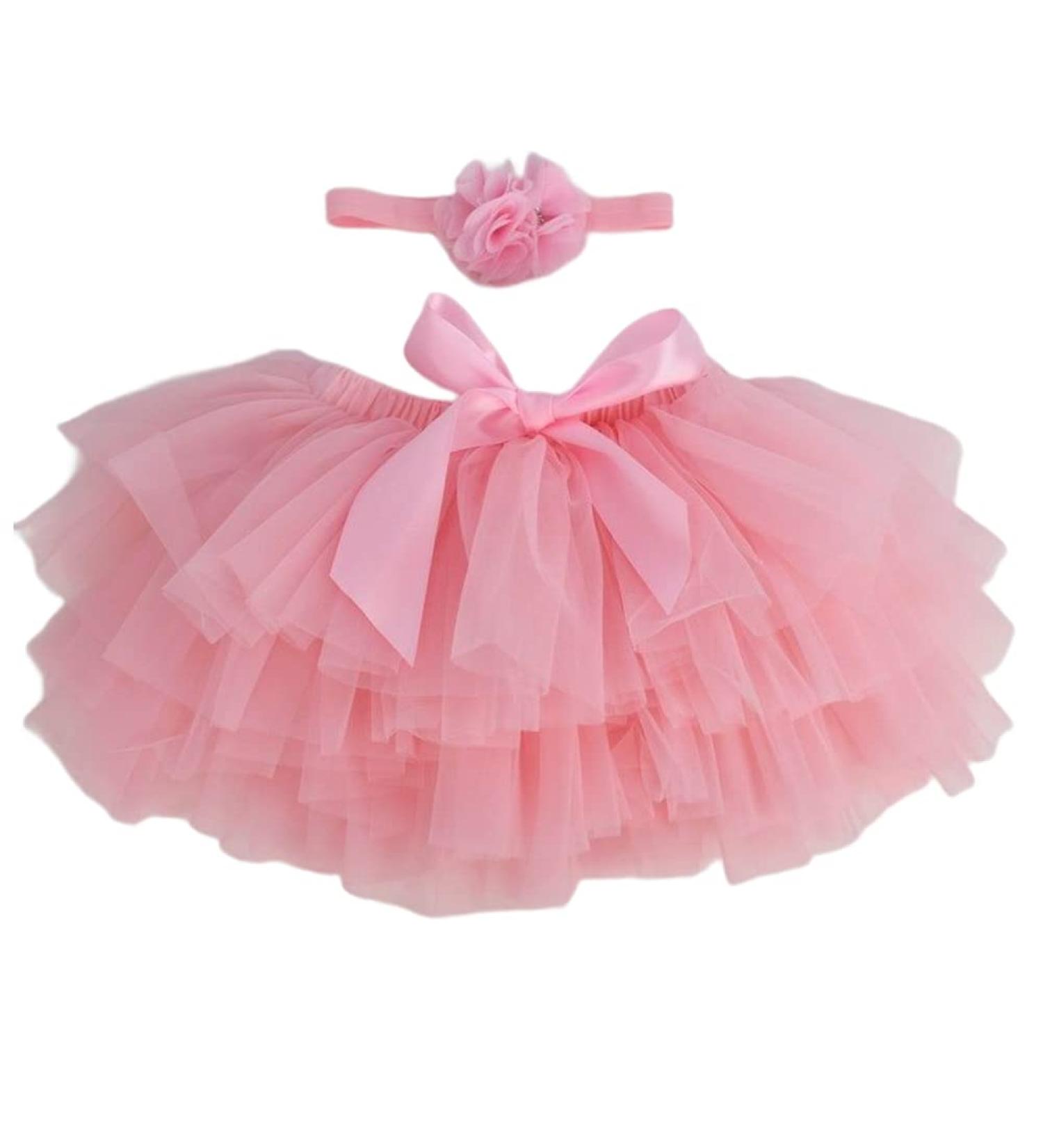 PythJooh Baby Girl Tutu Bloomers Set | Ruffle Pettiskirt with Headband | Photo Props for Newborns to Toddlers | Pink (6-12 Months) - Buy Online on GoSupps.com