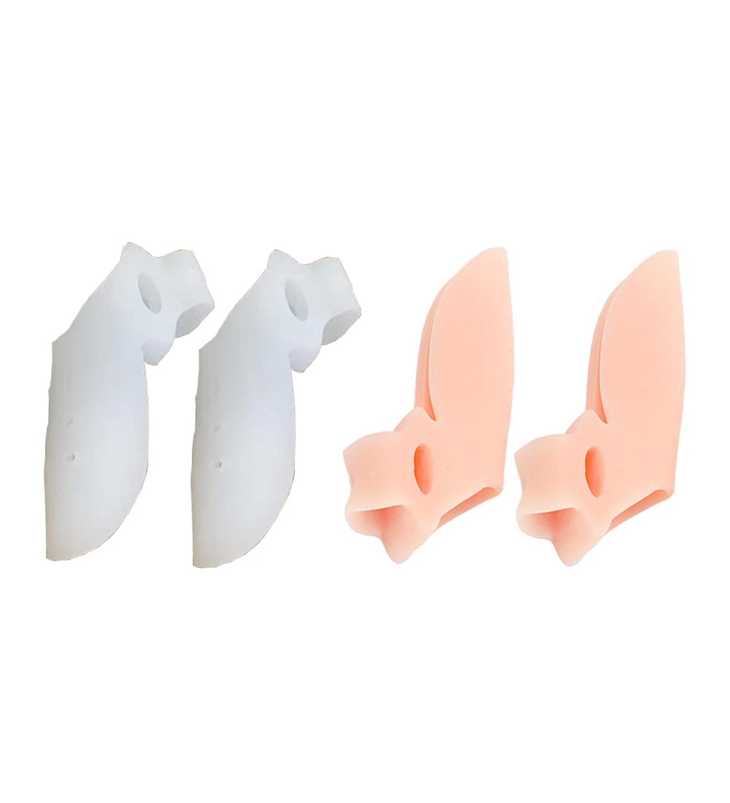 Toe Separators Silicone Toe Bunion Corrector Toe Separators for Overlapping Toes Women to Correct Toes and Reduce The Pain of Bunions and Hallux Valgus Universal Size Set of 4 PCS. (White + Beige)
