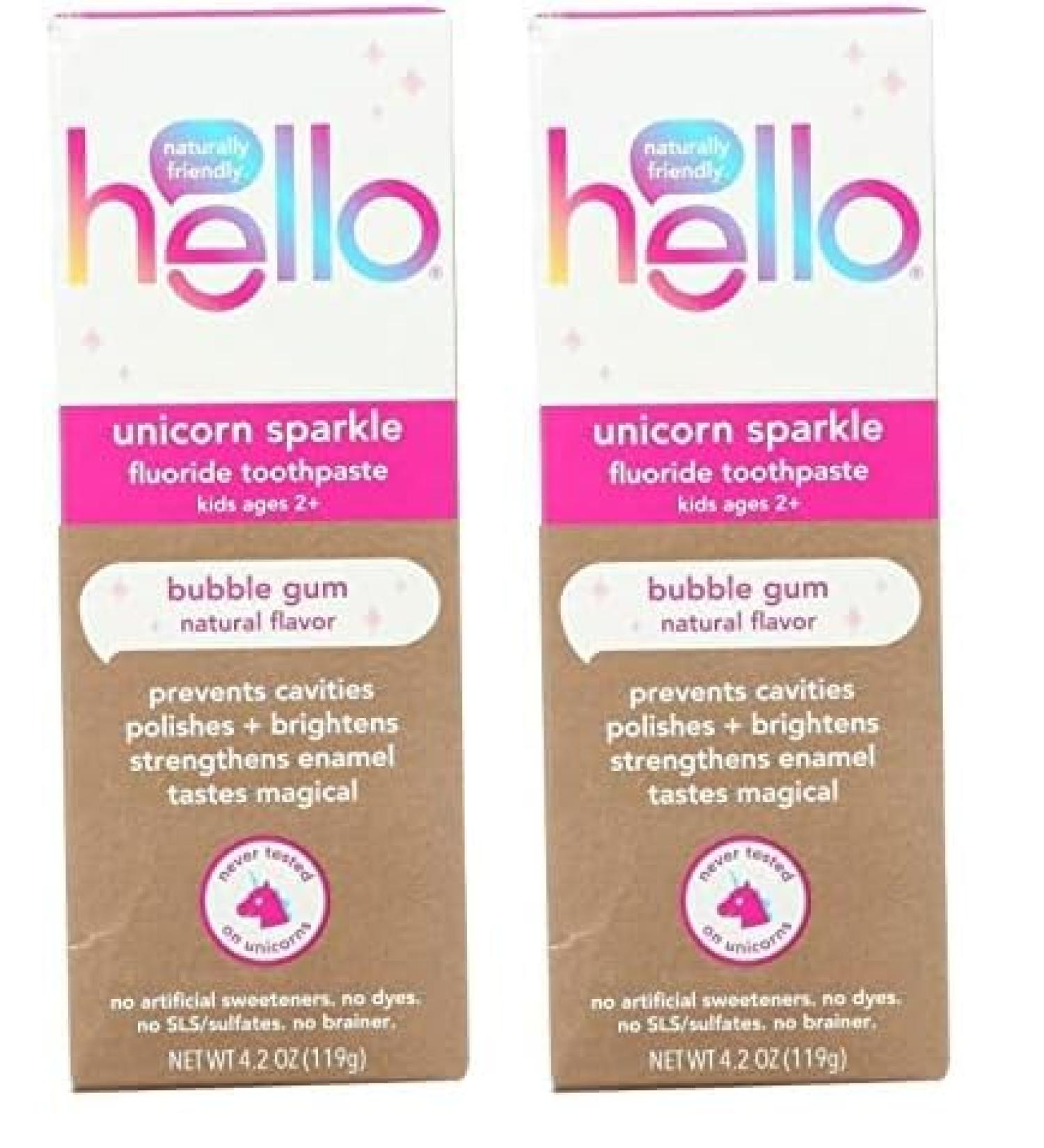 hello Unicorn Sparkle Toothpaste for Kids - Bubblegum - Pack of 2 - 4.2 Oz. - Buy Online on GoSupps.com