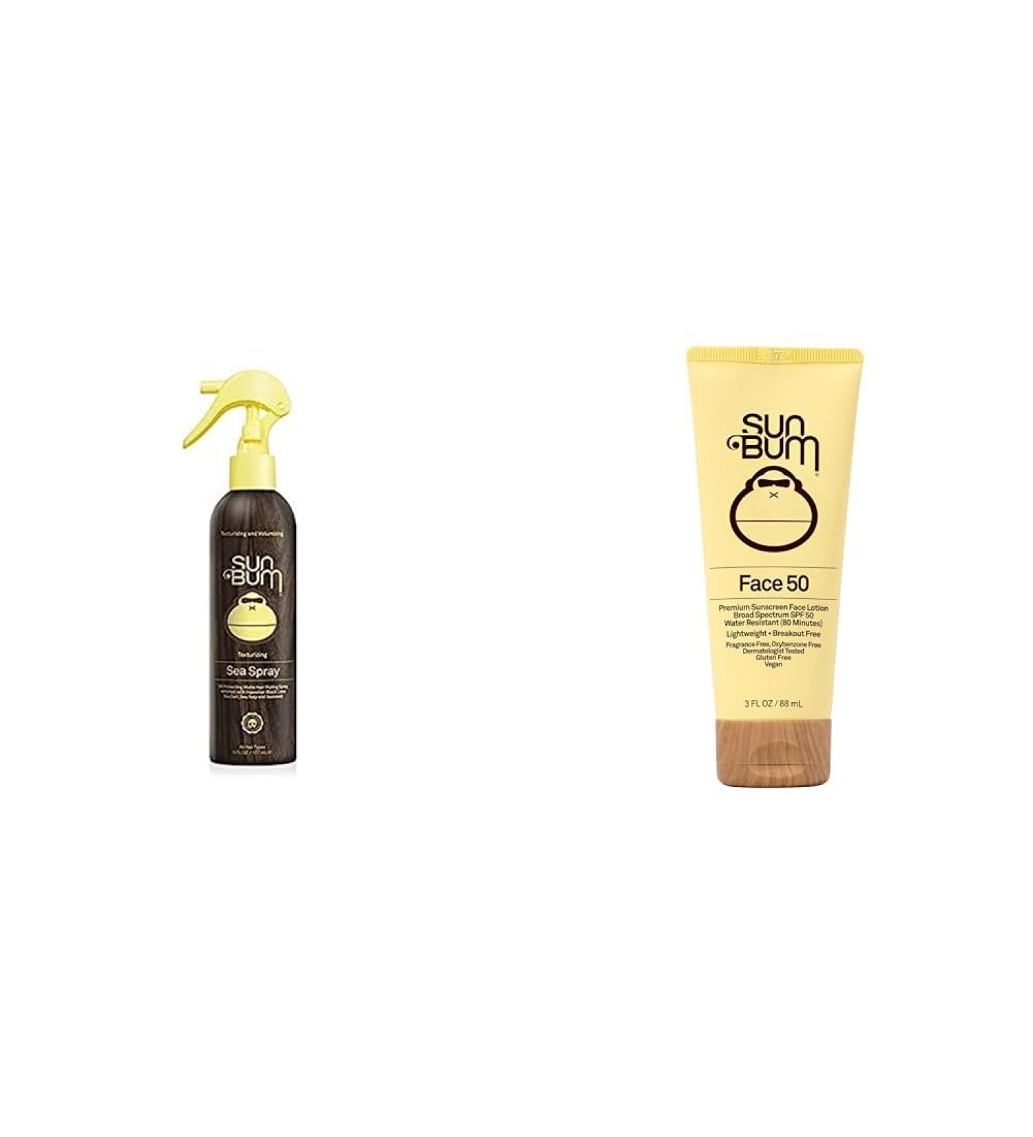 Sun Bum Sea Spray|Texturizing Volumizing Sea Salt Spray 6 FL OZ and Original SPF 50 Sunscreen Face Lotion 3oz Moisturizing UVA/UVB - Buy Online on GoSupps.com