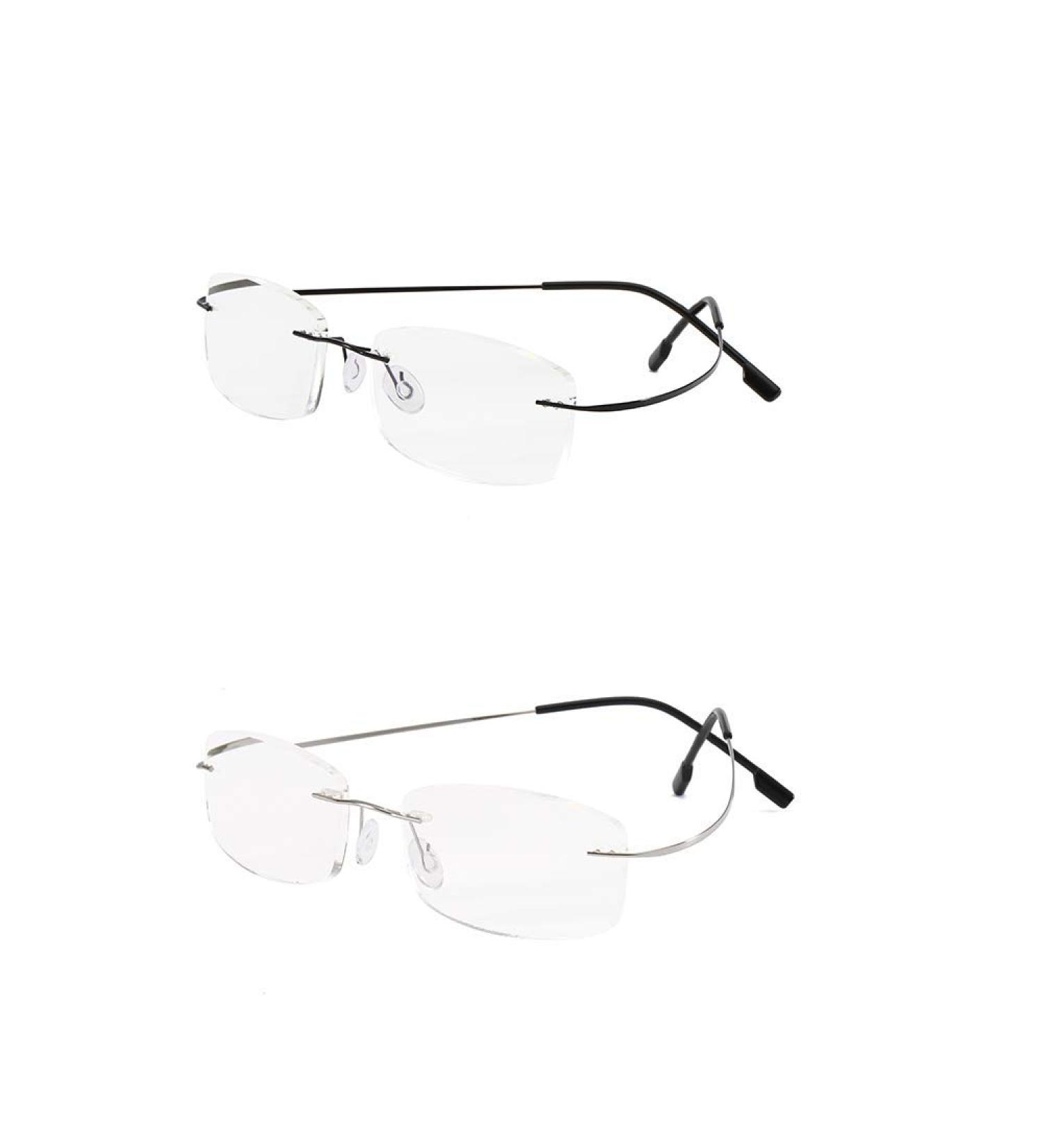 Super Light Titanium Rimless Reading Glasses +3.0 for Men & Women - Stylish Black & Silver Options - International Shipping Available - Buy Online on GoSupps.com