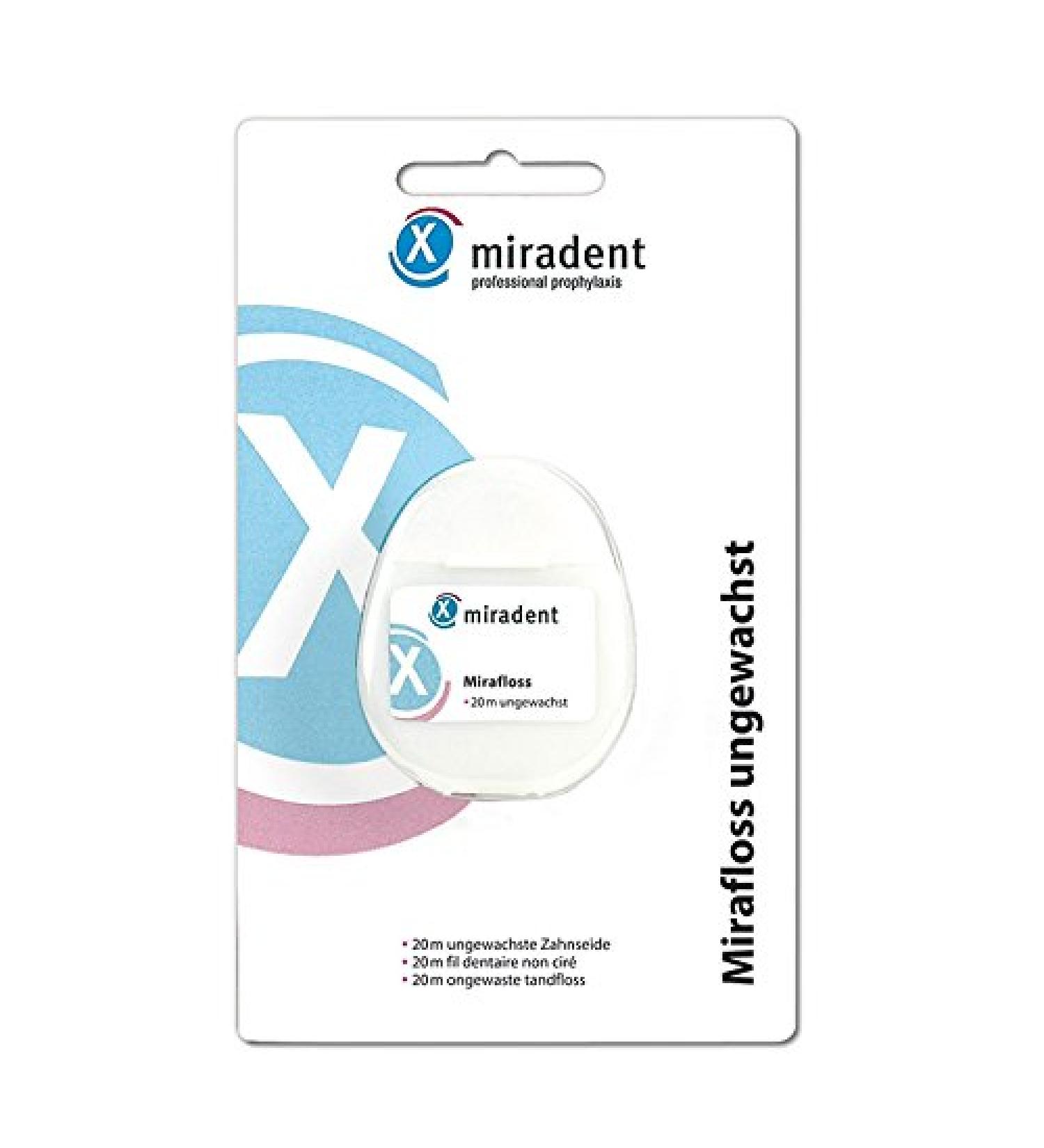 Mirafloss dental floss unwaxed 20m pack of 3 (3x 20m)