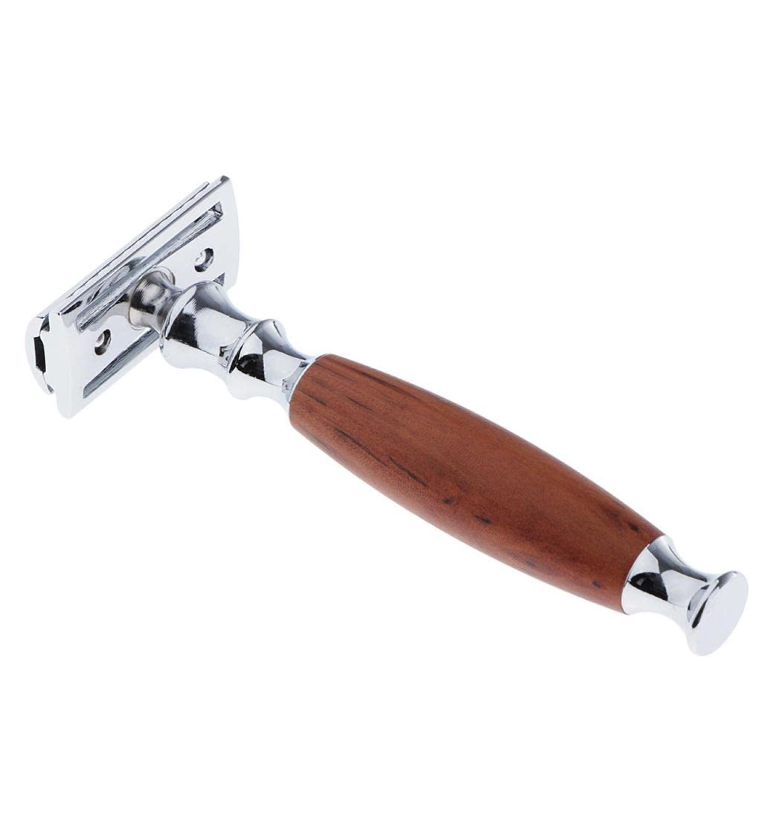 Premium Wooden Handled Double Edge Razor for Mustache - 12.5 x 4.5 cm - Eco-Friendly Shaving Solution - Buy Online on GoSupps.com