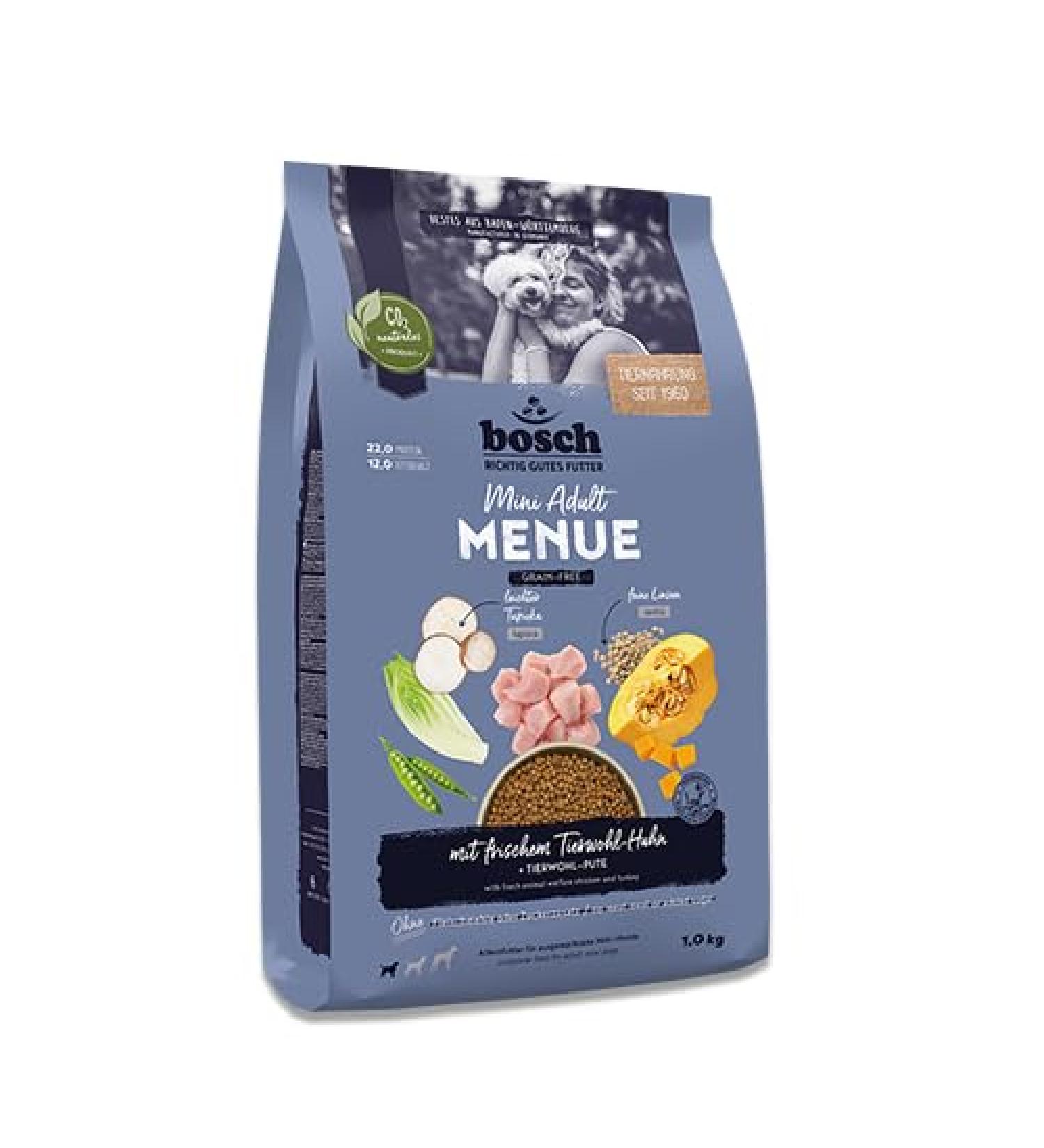 Bosch HPC MENUE Mini Adult with Chicken - Dry food for adult dogs of small breeds - 1 x 1 kg - Buy Online on GoSupps.com
