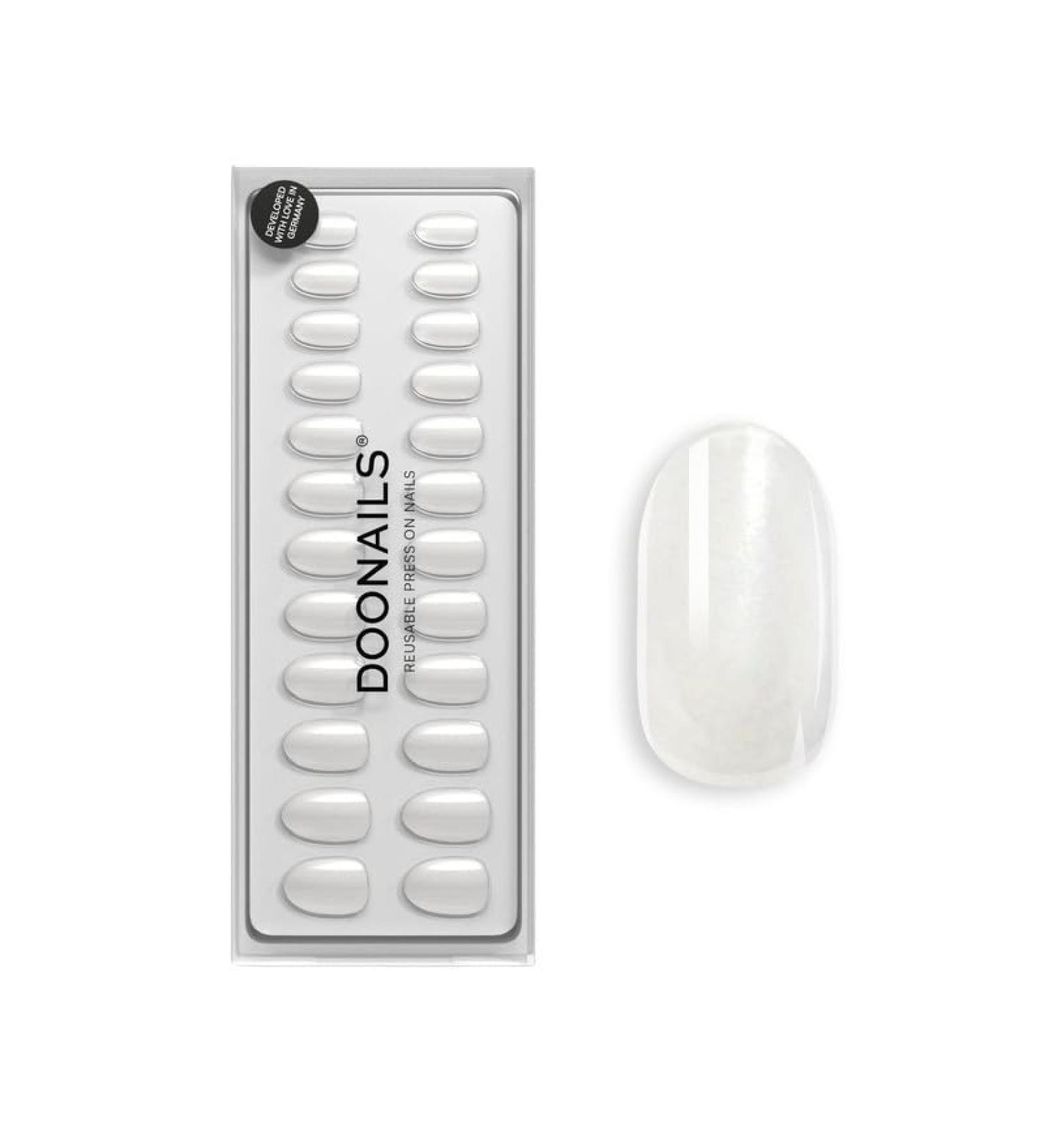 Doonails Soft Gel Press-On Nails 30 Set - Milkshake Rounded Chrome White Full Cover - Salon Quality Medium Natural Fit Fake Nails - Buy Online on GoSupps.com