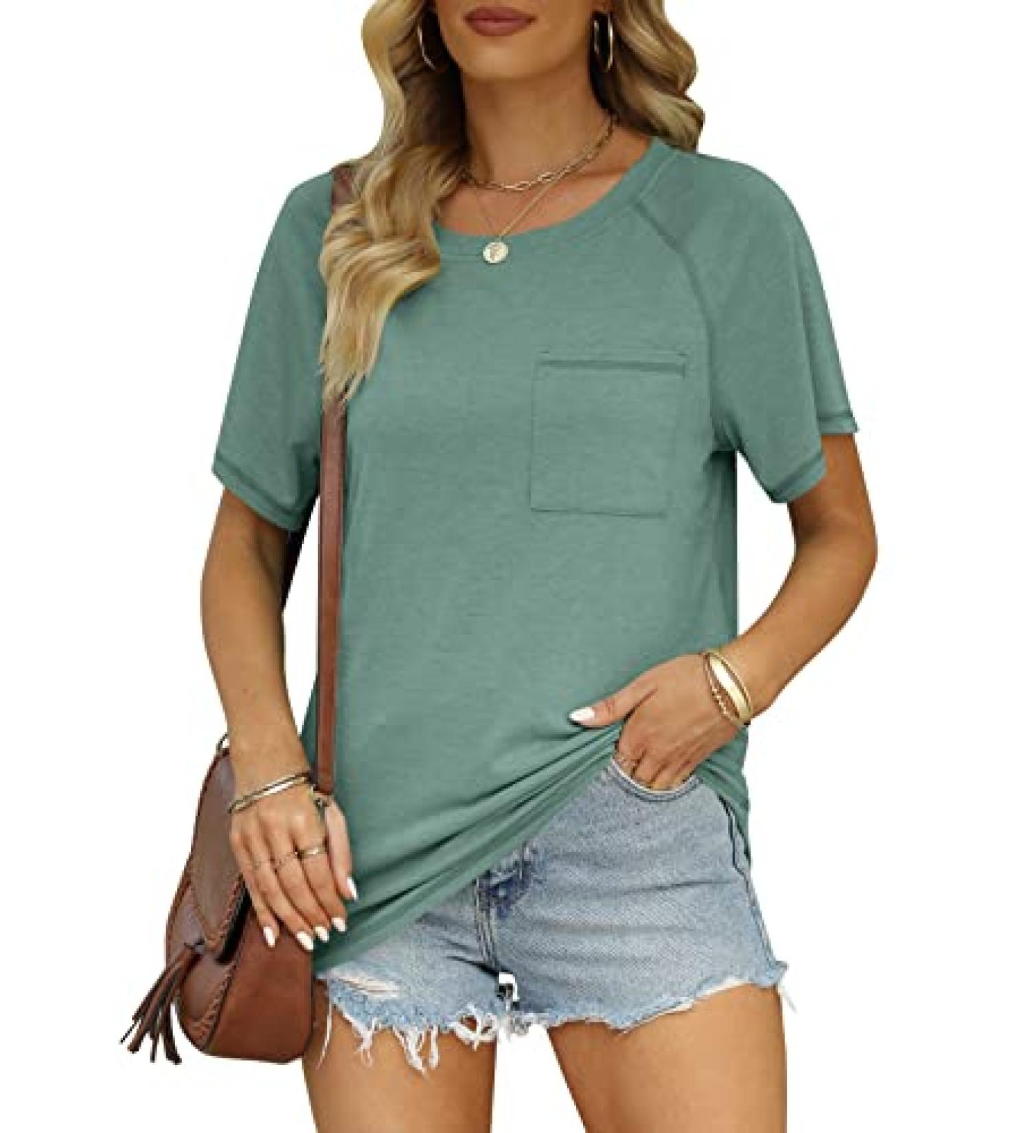 MIROL Women's Short Sleeve Green Tunic Top - Buy Online on GoSupps.com