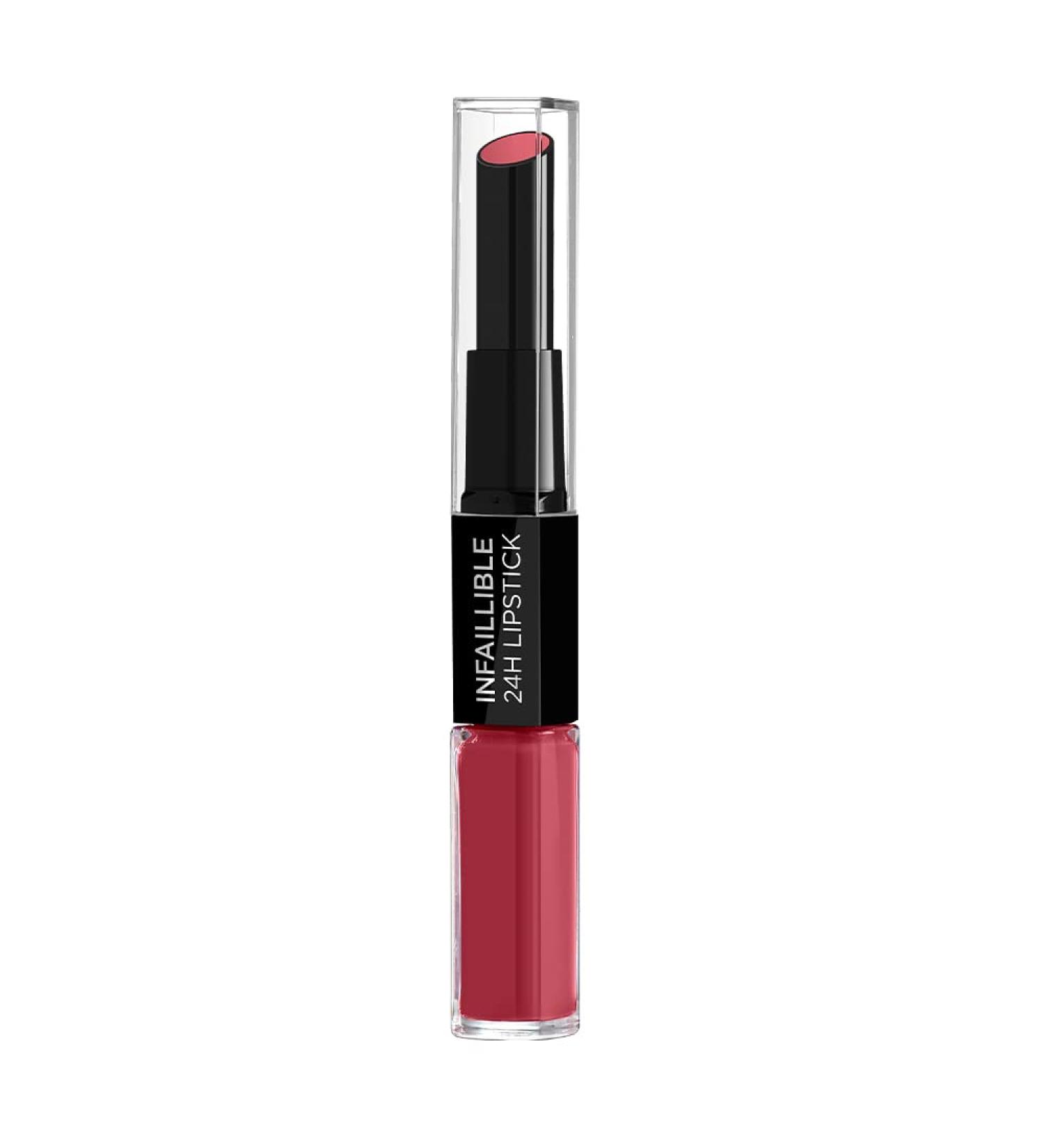 L'Or al Paris Infaillible 2-Step Lipstick 804 Metro Proof Rose - 24 Hour Hydrating Color & Lip Care Balm - Buy Online on GoSupps.com