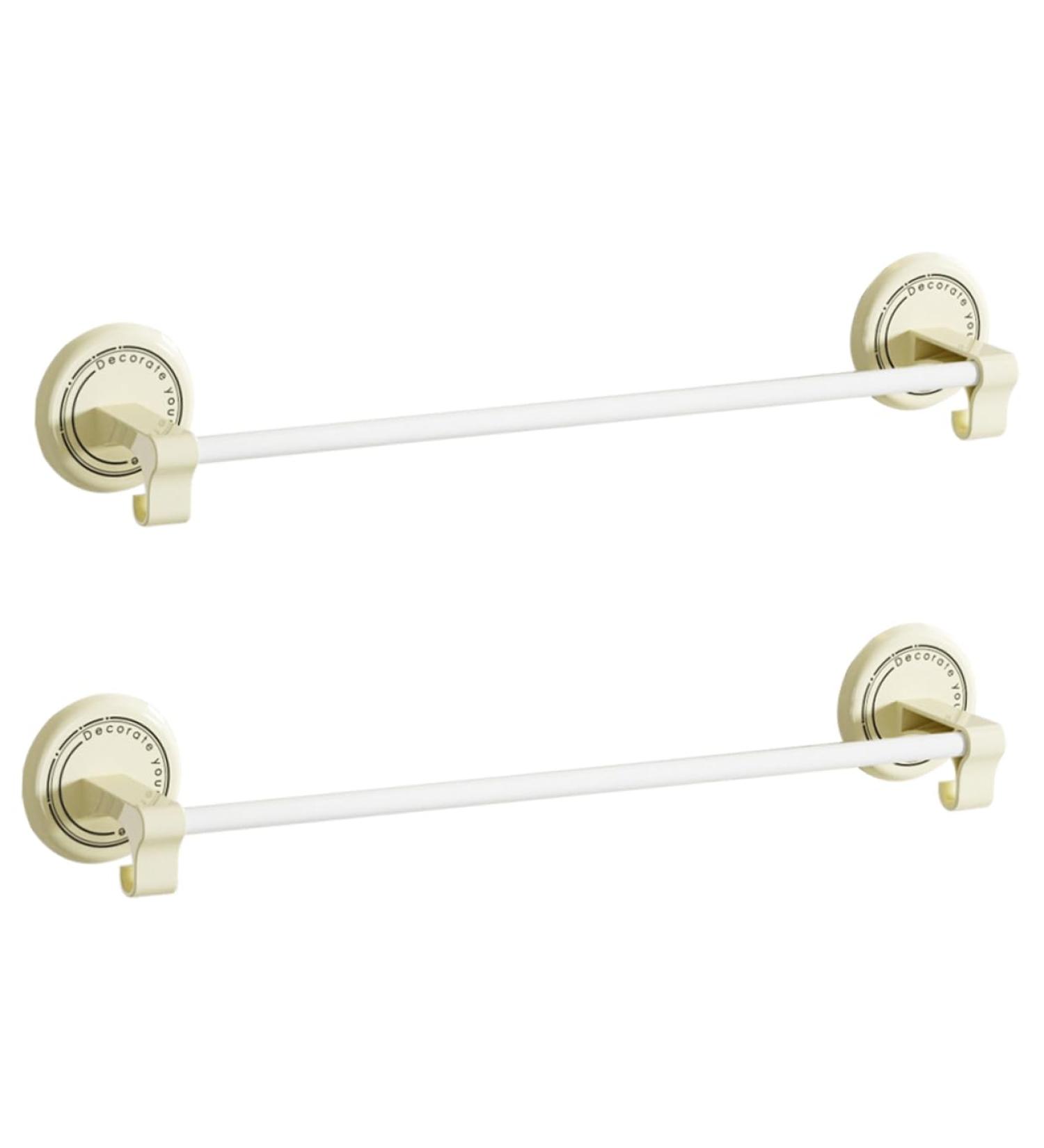 STOBAZA Towel Rod 2pcs Cream Towel Holder Bathroom Rack Organizer Towel Rack No Trace Stickers Double Pole Bath Towel - Buy Online on GoSupps.com