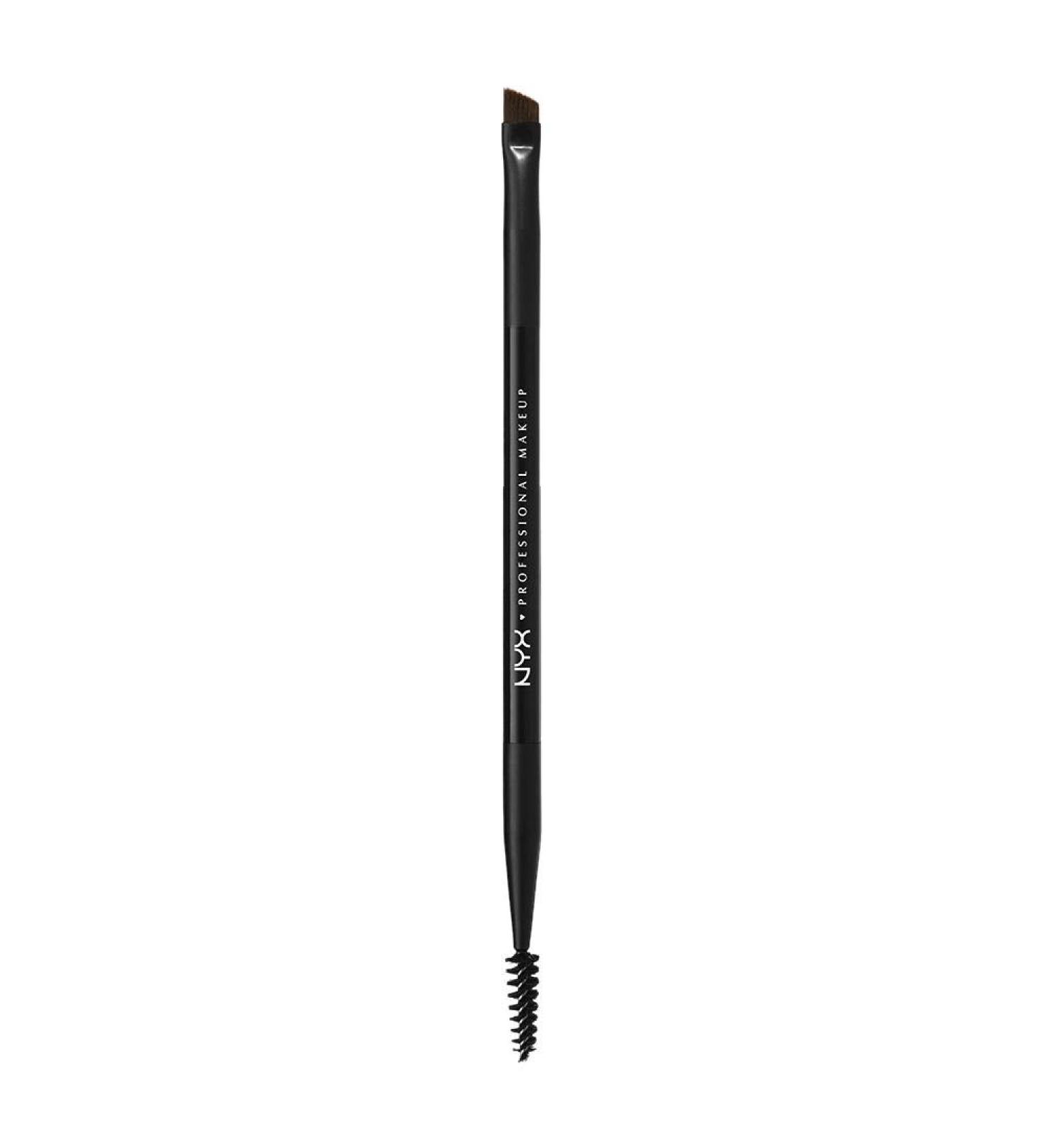 Buy Nyx Professional Makeup Pro Dual Brow Brush - Double-Sided Curved Eyebrow Brush Synthetic Fibers Black | International Shipping Available - Buy Online on GoSupps.com