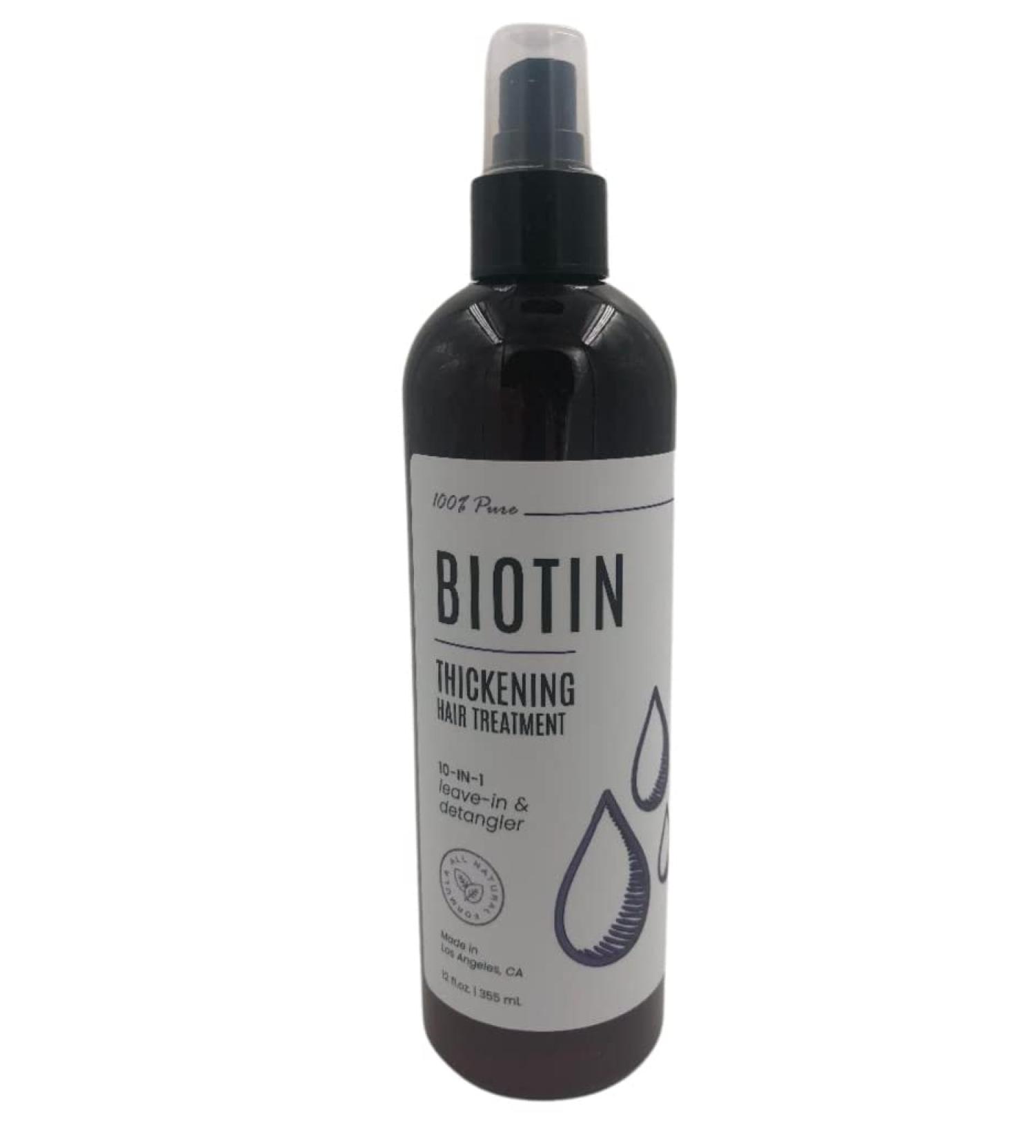 Custom Nature 100% Pure Biotin Thickening Hair Treatment 10-in-1 Leave In & Detangler - 12 fl. oz.