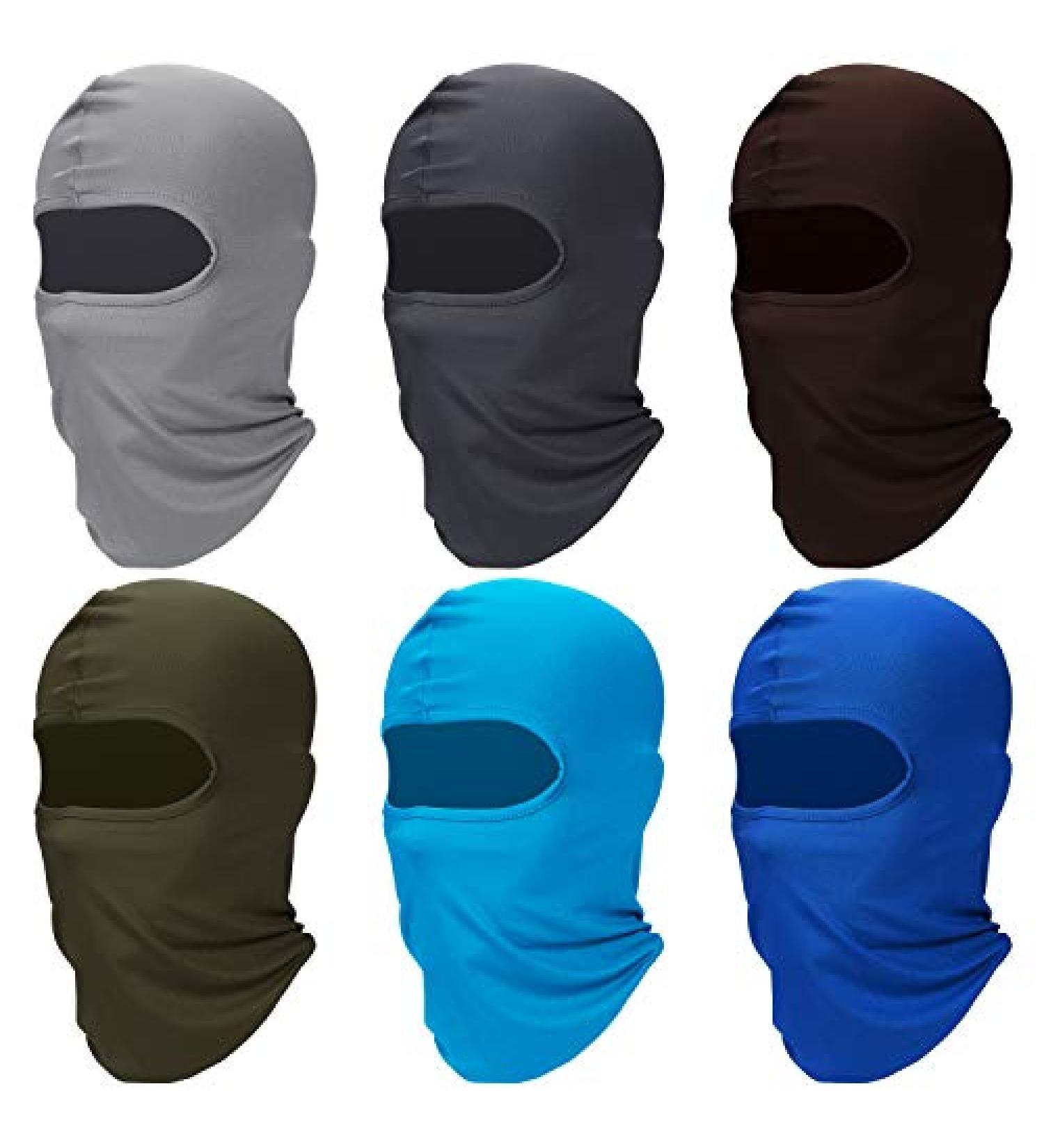 6 Pcs Winter Windproof Face Balaclava Cover UV Protection for Outdoor Sports in Coffee, Dark Grey, Army Green, Royal Blue, Light Grey, Sky Blue, Ice Silk - Buy Online on GoSupps.com