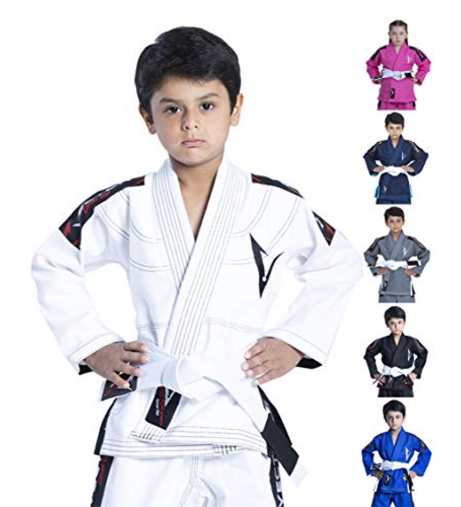 Vector Sports Brazilian BJJ Gi for Kids - Durable 100% Cotton Uniform in White with Free Belt - Buy Online on GoSupps.com