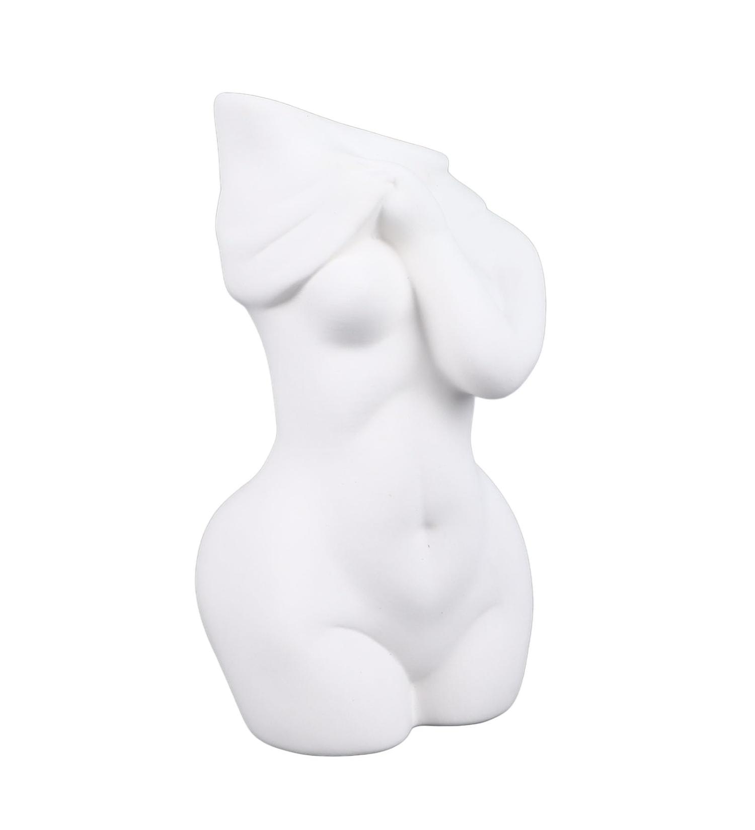 Buy Cryfok White Ceramic Female Body Vase - Modern Bohemian Home Decoration for Living Room & Study - Buy Online on GoSupps.com