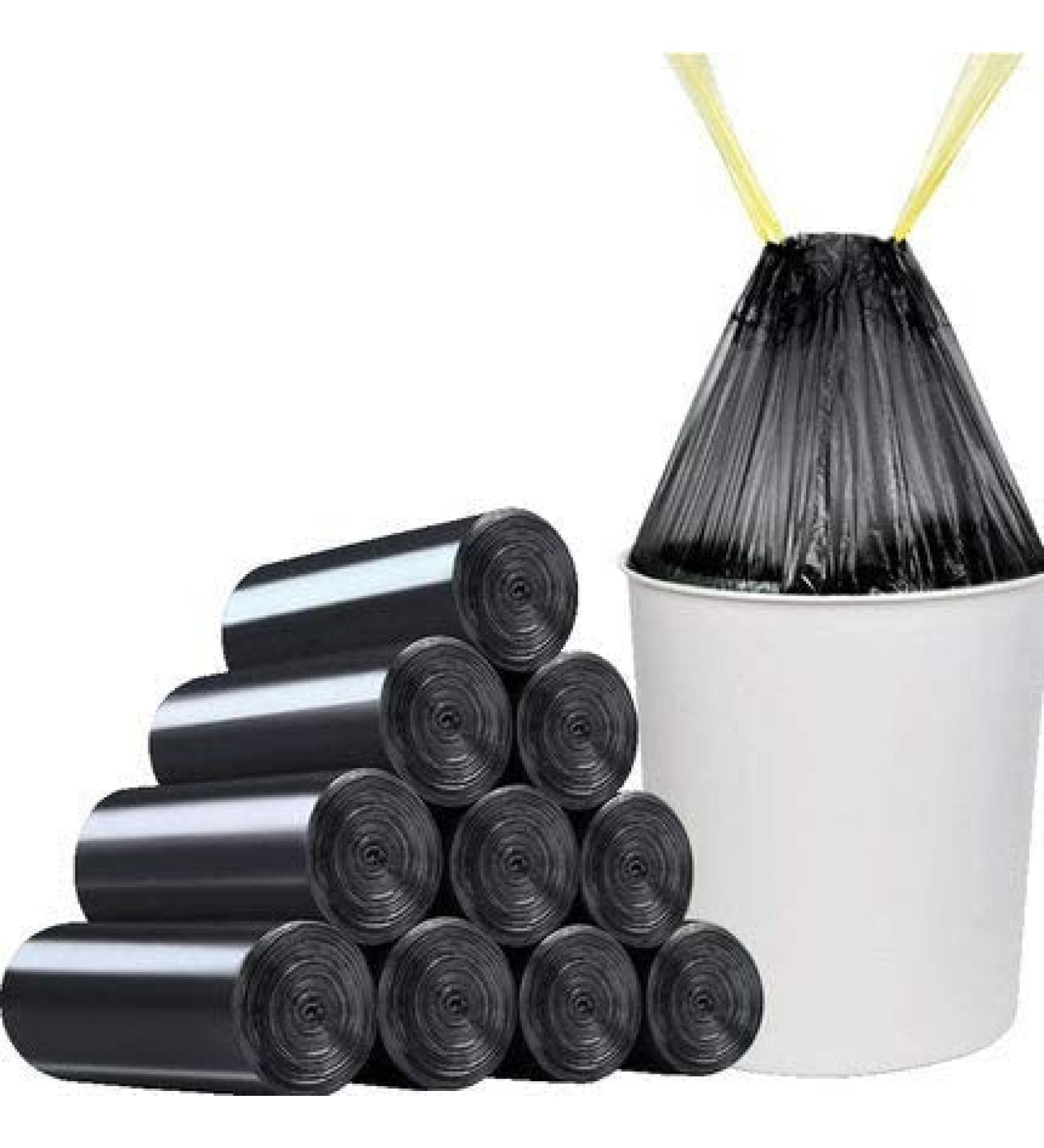 Strong 60L Drawstring Garbage Bags - Extra Wide Black (68x73 cm) - Bulk Options (50-2000 bags) - Best eCommerce Choice - Buy Online on GoSupps.com