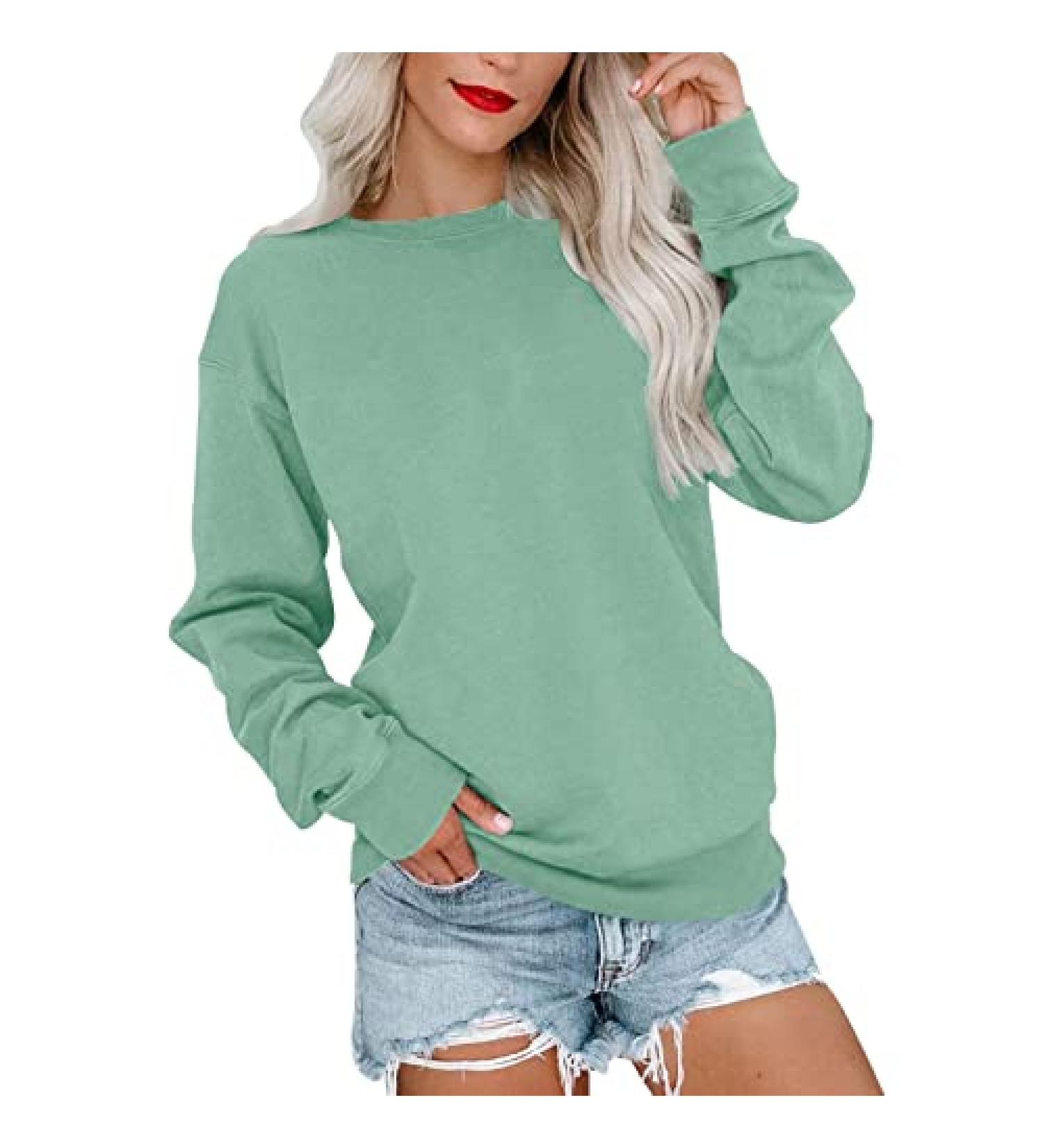 NKSUDET Women's Casual Long Sleeve Color Block Sweatshirt - Green-3 XL - Buy Online on GoSupps.com
