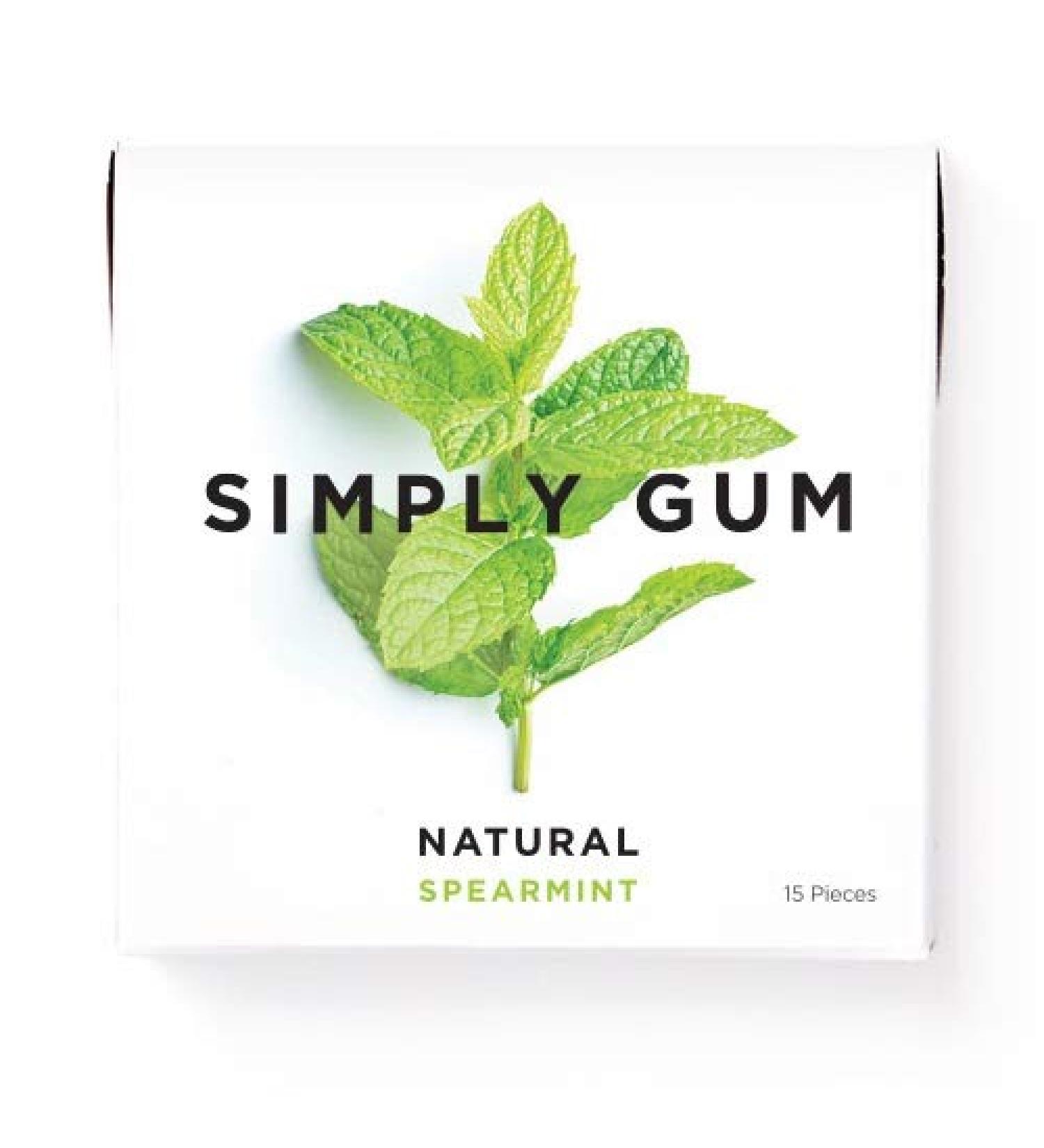 Simply Gum Natural Chewing Gum - Spearmint, 15 Count Pack | Organic, Vegan, Sugar-Free - Buy Online on GoSupps.com