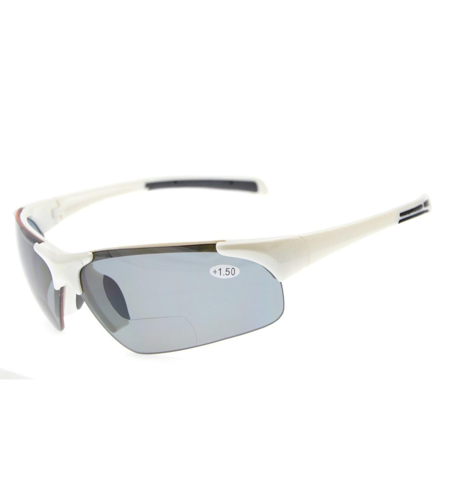 Eyekepper TR90 Unbreakable Bifocal Sports Sunglasses 2.25x - White/Grey Lens - Buy Online on GoSupps.com