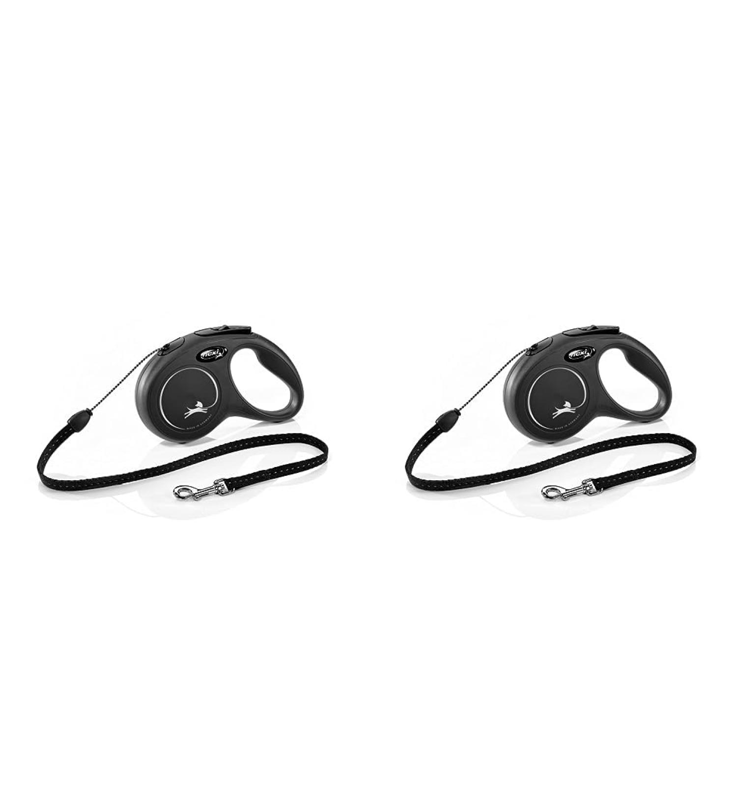 Flexi New Classic S Rope 5m Black for Dogs up to 12kg - Pack of 2 | Premium Dog Leash - Buy Online on GoSupps.com