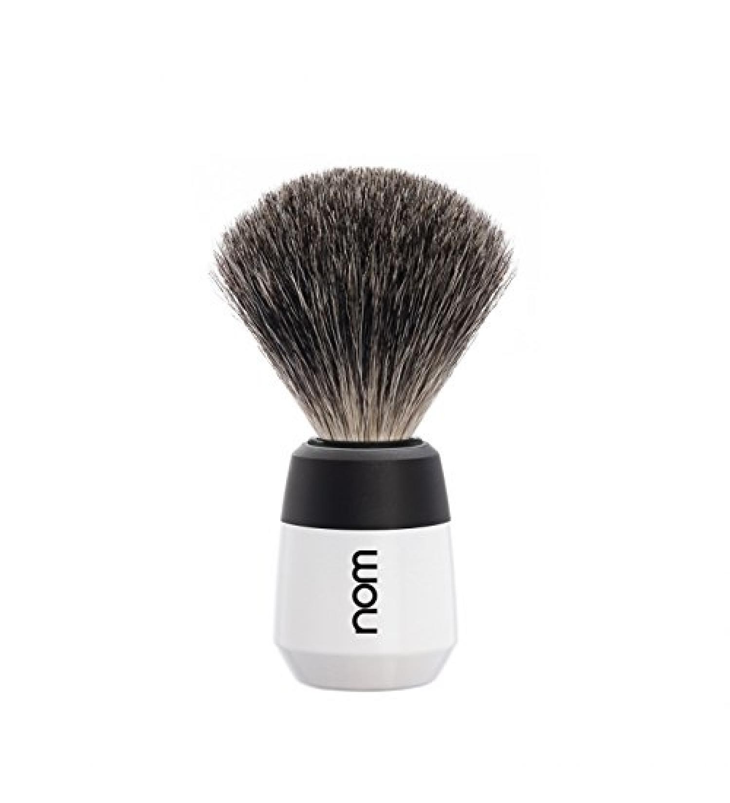 nom - Shaving brush - MAX series - Pure badger hair - White plastic
