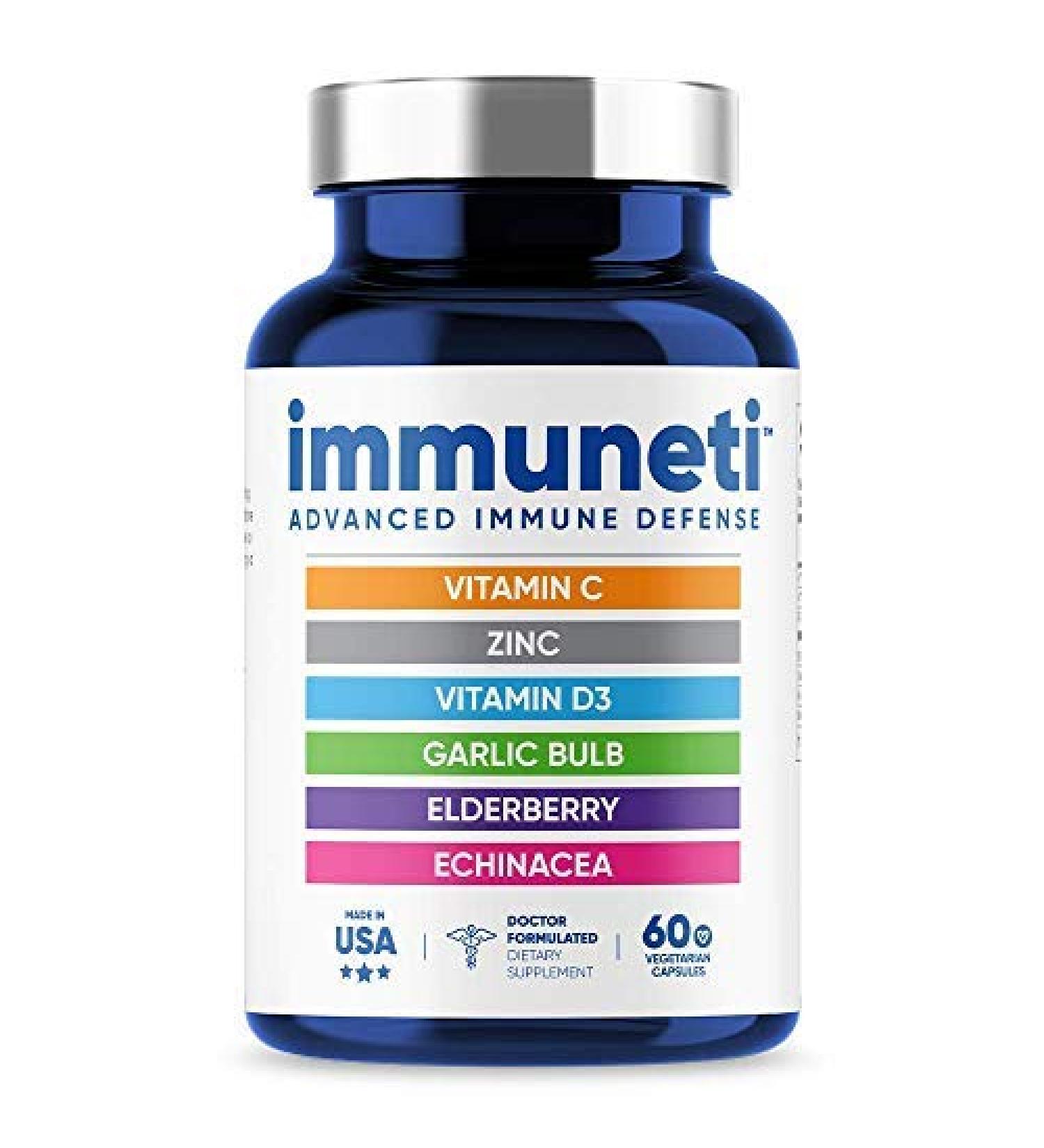 ImmunetiNutrition Advanced Immune Defense | 6-in-1 Powerful Blend with Vitamin C, D3, Zinc, Elderberries, Garlic, Echinacea | Supports Overall Health & Immunity - Buy Online on GoSupps.com