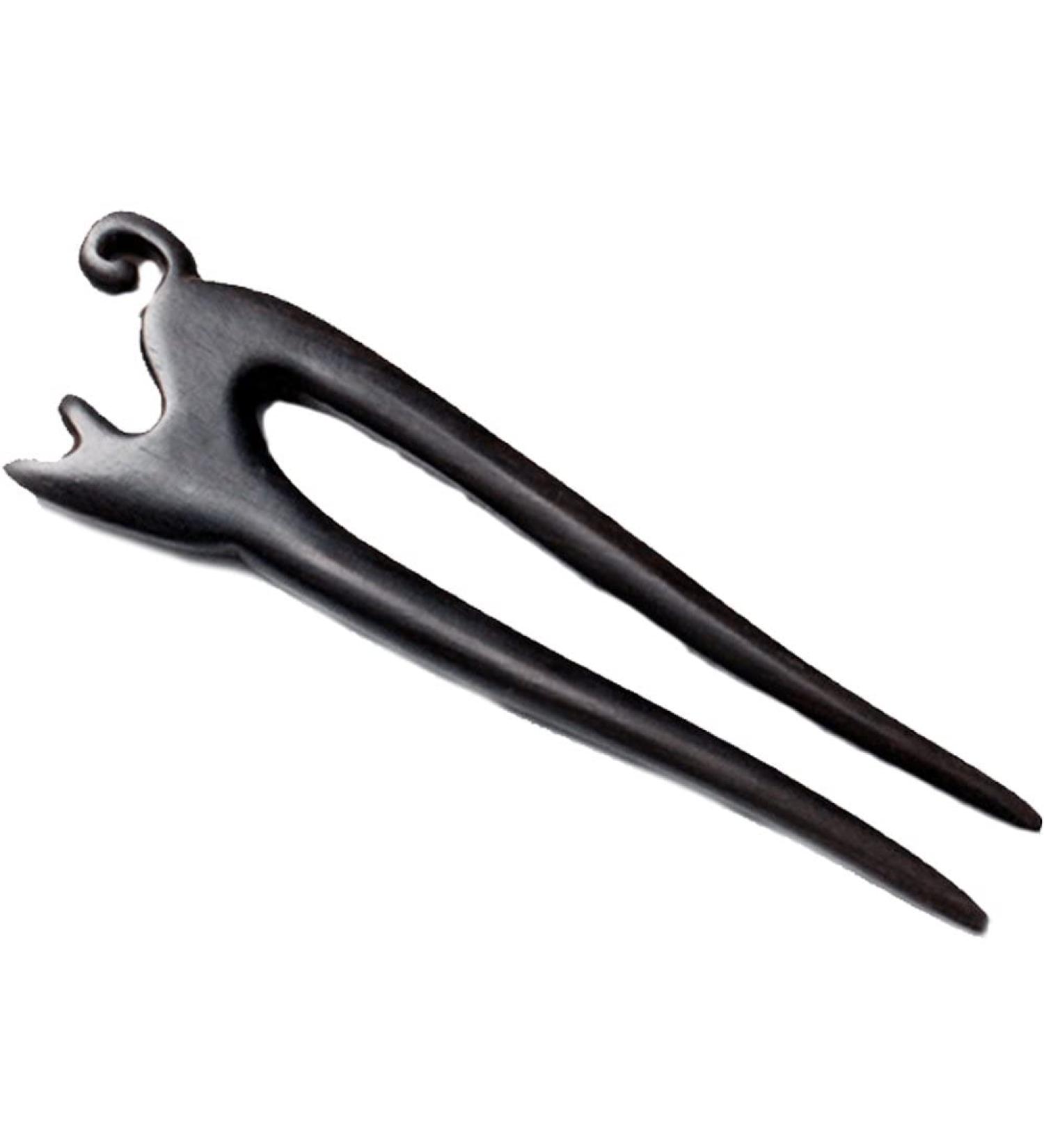 Wooden Hair Stick Cat Shape Hair Fork U Shaped Chignon Vintage Hair Holder Chinese Style Hair Stick for Girls Women style3 - Buy Online on GoSupps.com