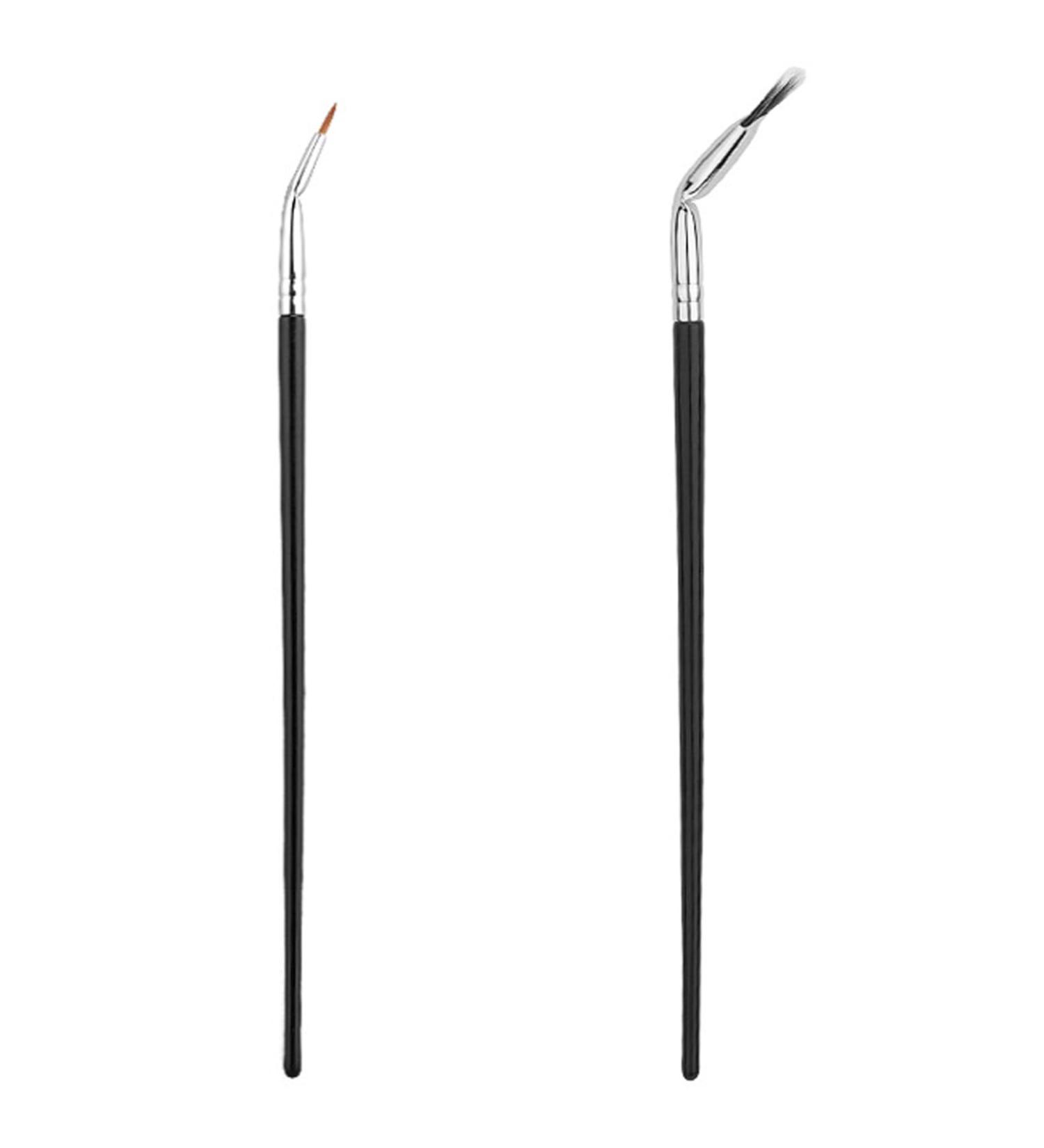 2PCS Eyelash Brush& Angled Eyeliner Brush Double Layer Fiber Folding Angle Scalloped Lash Brush Portable Lash Fan Brush with Smooth Long Handle for Travel - Buy Online on GoSupps.com