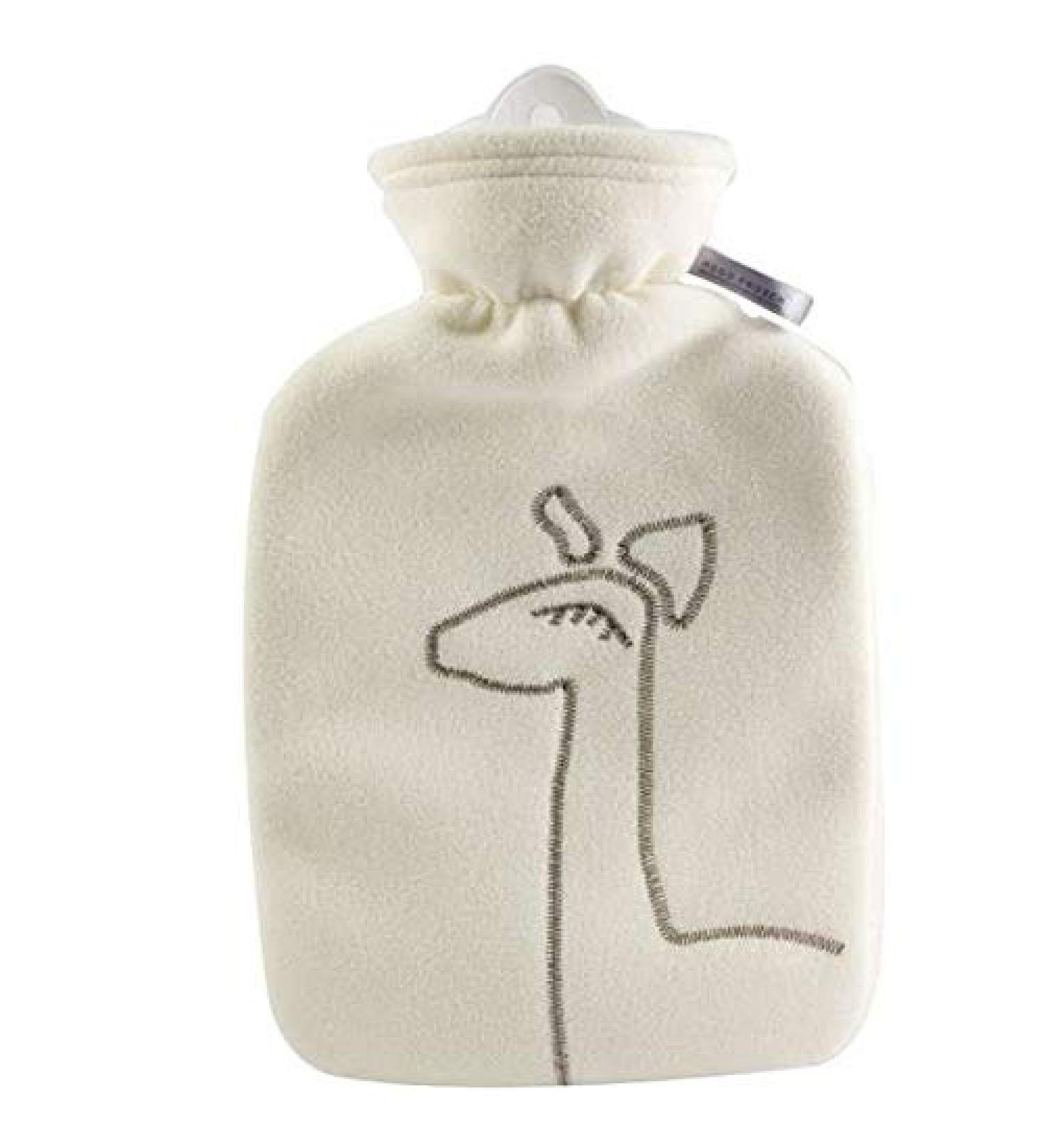 Burst Resistant Hot Water Bottle with Fleece Cover - Pain Relief for Muscle Aches, Menstrual Cramps & Flu Symptoms - 1.8 L White Deer Design - Buy Online on GoSupps.com