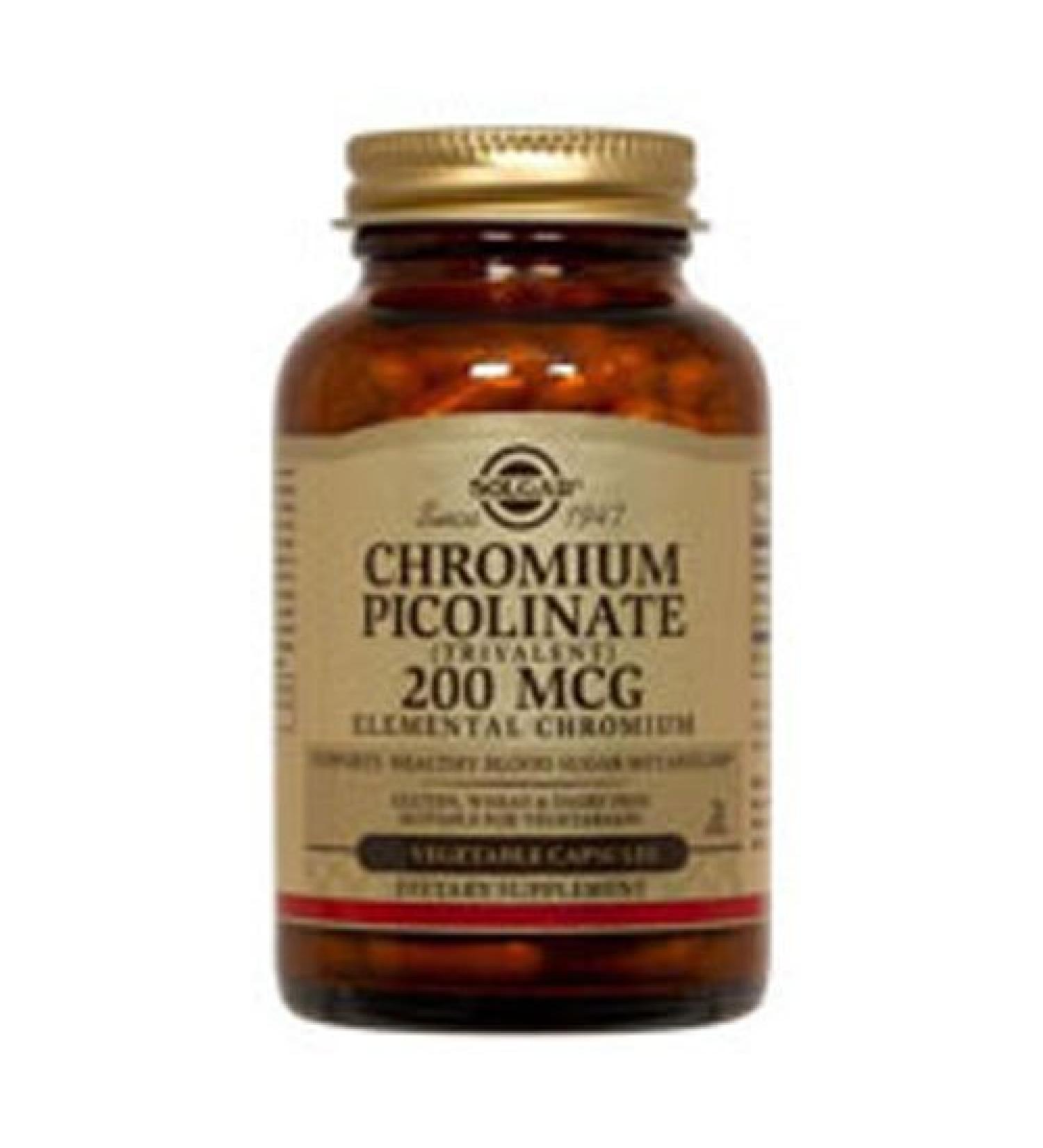 Solgar Chromium Picolinate 200 mcg 180 Vegetable Capsules - Non-GMO Vegan Gluten Free Dairy Free Kosher - 180 Servings