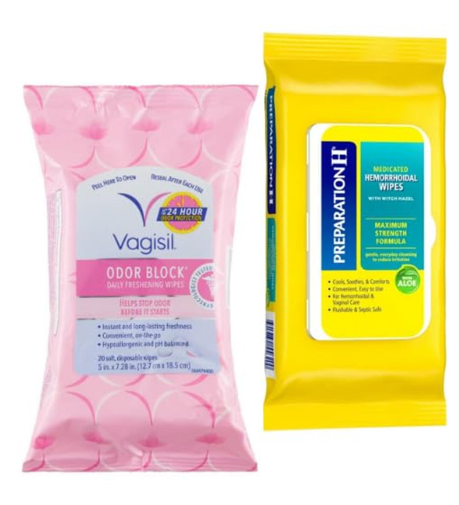 Women's Intimate Cleaning Wipes | Feminine Wash & King Combo QR Code (Odor Block & Hemorrhoid Wipes) - Shop Internationally - Buy Online on GoSupps.com