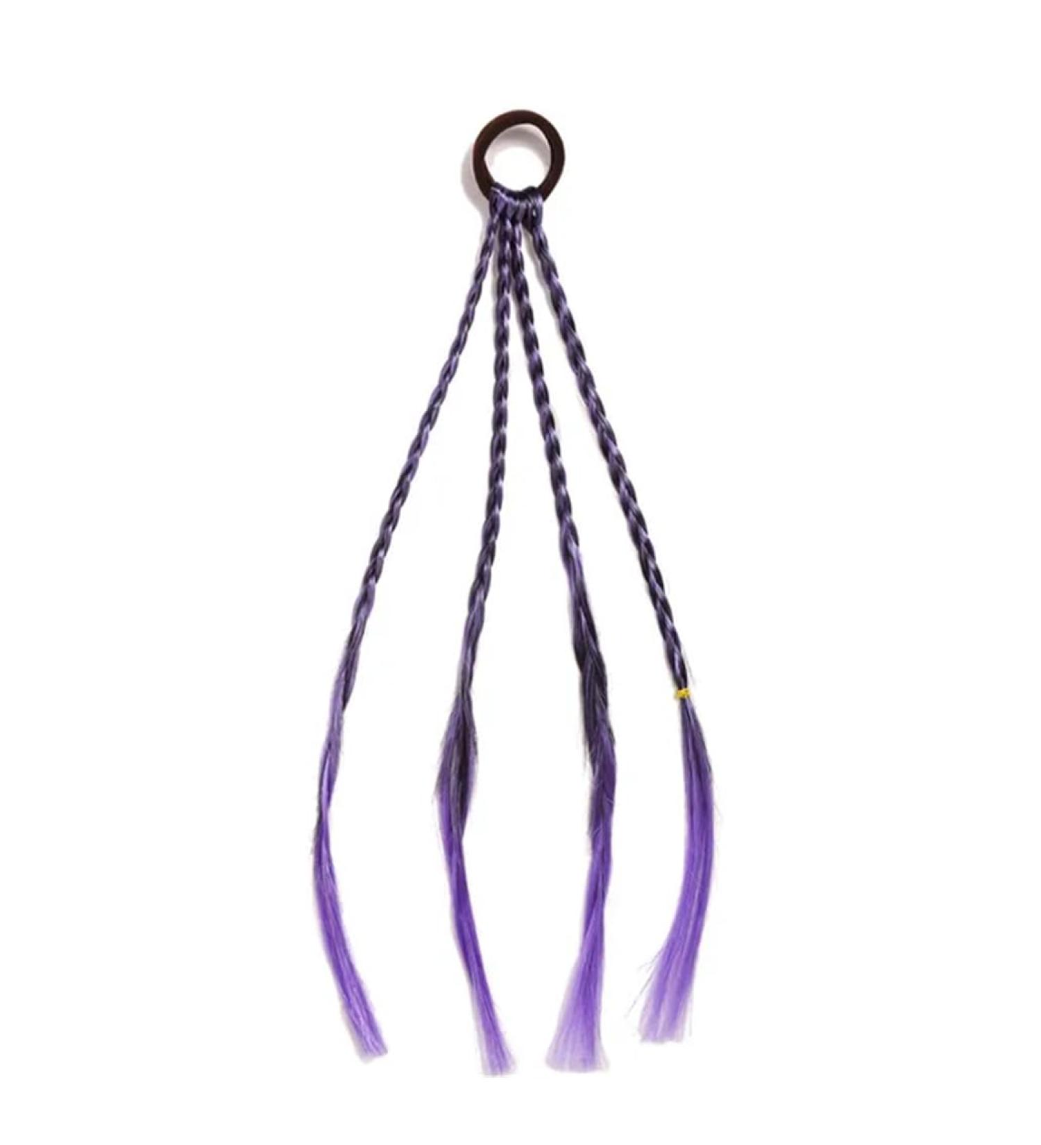 Girls Clip In Braids Dreadlocks Braid Bobbles Scrunchies Party Hair Dress Up (1 Purple) 1 Purple - Buy Online on GoSupps.com