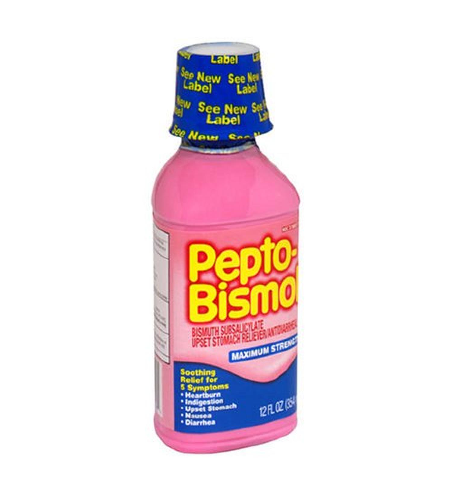 Pepto-Bismol Upset Stomach Reliever/Antidiarrheal Liquid Maximum Strength 12-Ounce Bottles (Pack of 3)