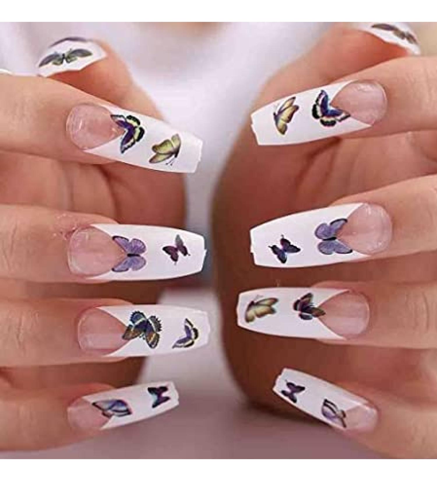 Coffin False Nails Press on Nails French Long Fake Nails Ballerina Acrylic Stick on Nails 24pcs for Women and Girls (Color : Pink Size : O) - Buy Online on GoSupps.com