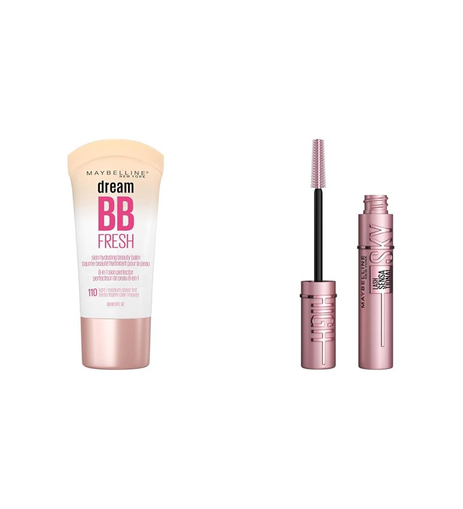 Maybelline BB Fresh 110 Light/Medium & Volumizing and Lengthening Mascara For Sky-High Lashes - Buy Online on GoSupps.com